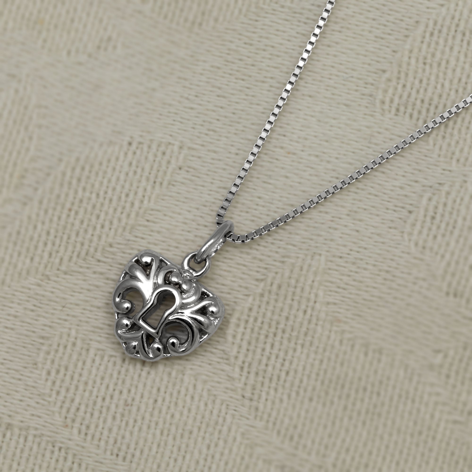Silver Padlock Heart Pendant