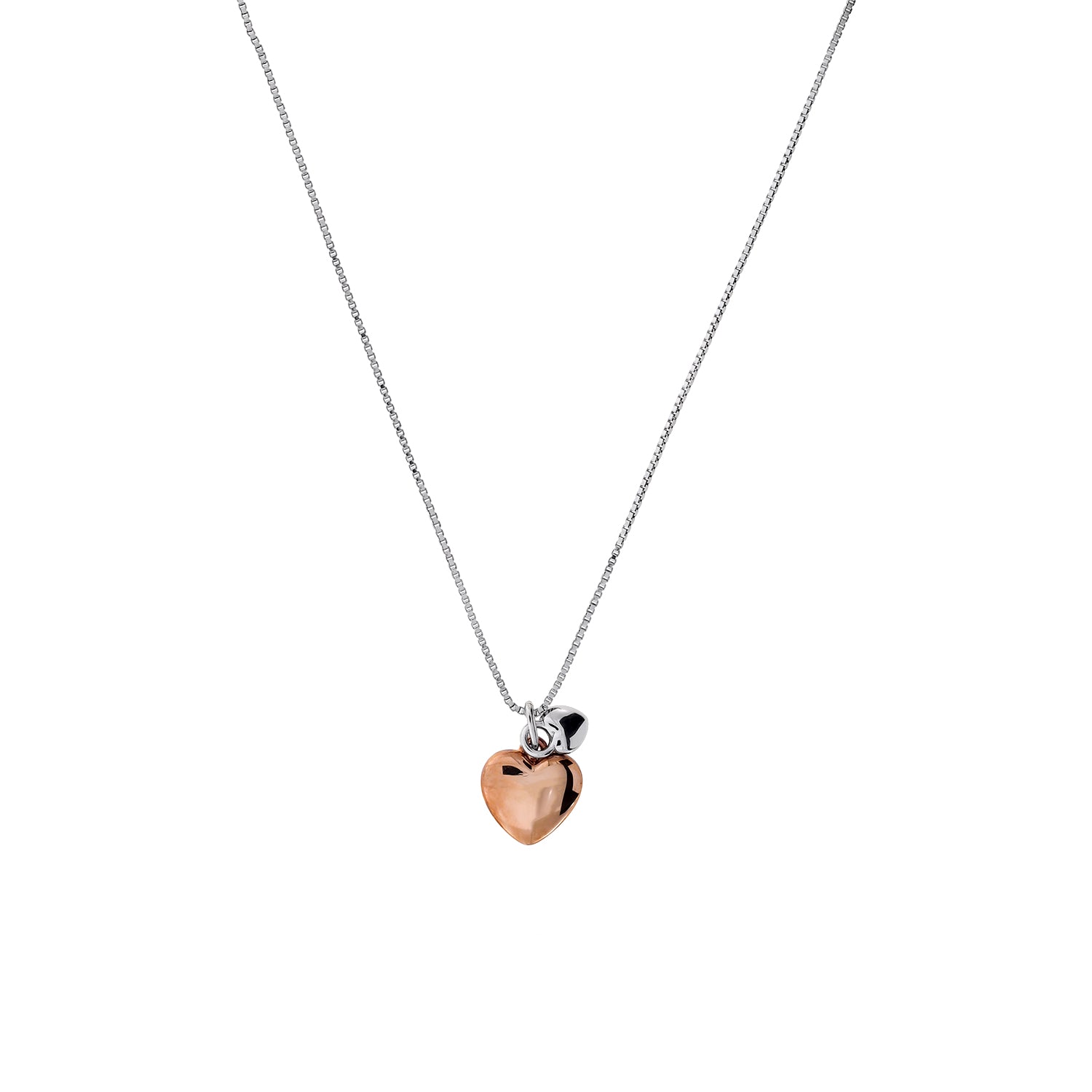 Silver & Rose Vermeil Double Heart Pendant