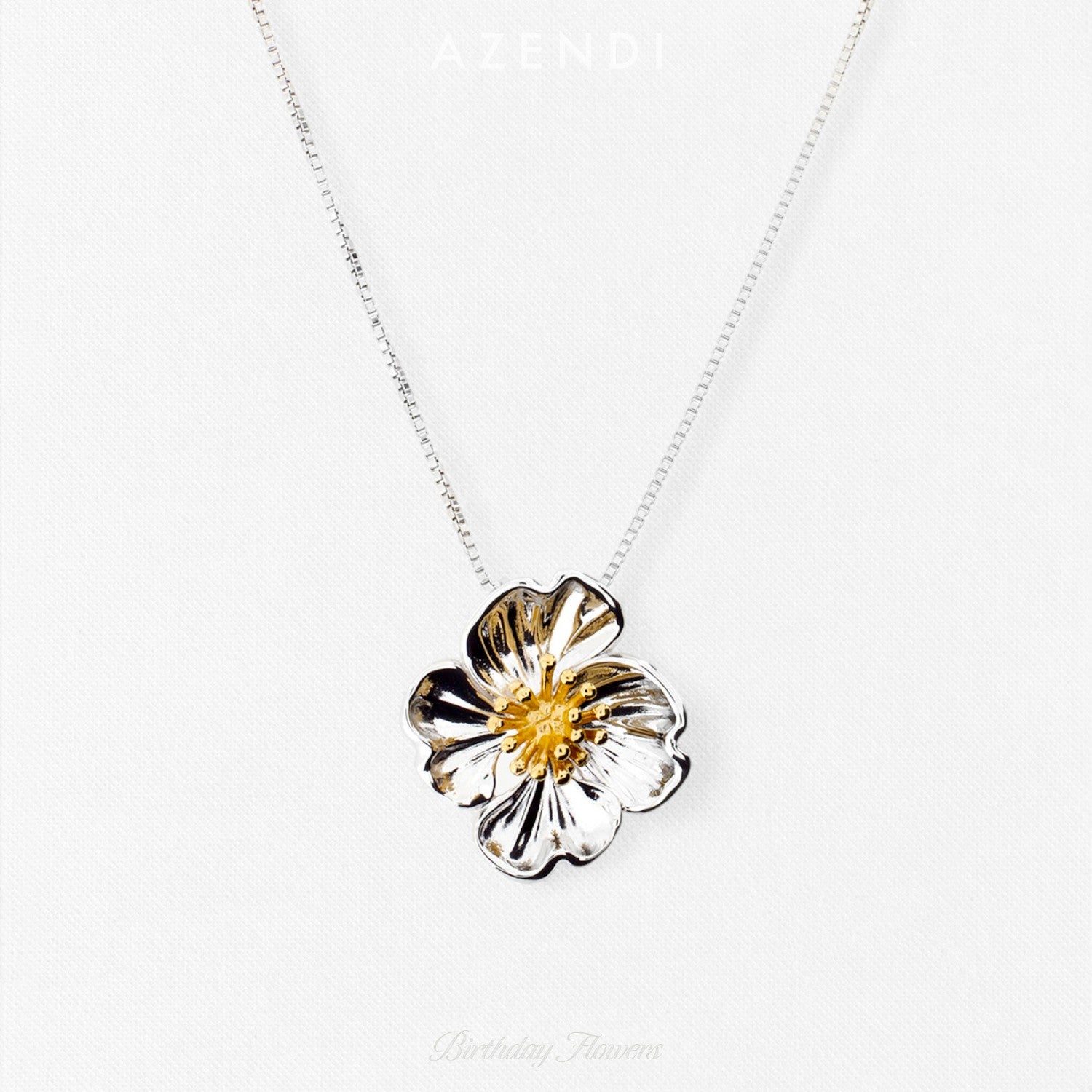 Primrose February Birthday Flower Pendant