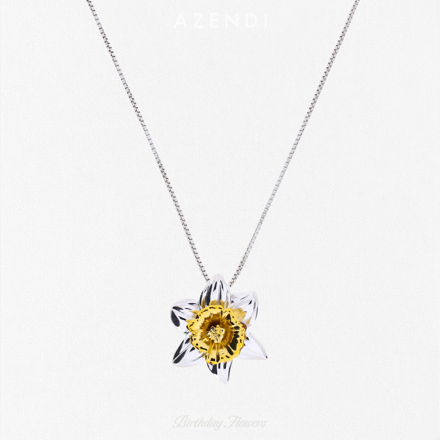 Daffodil March Birthday Flower Pendant