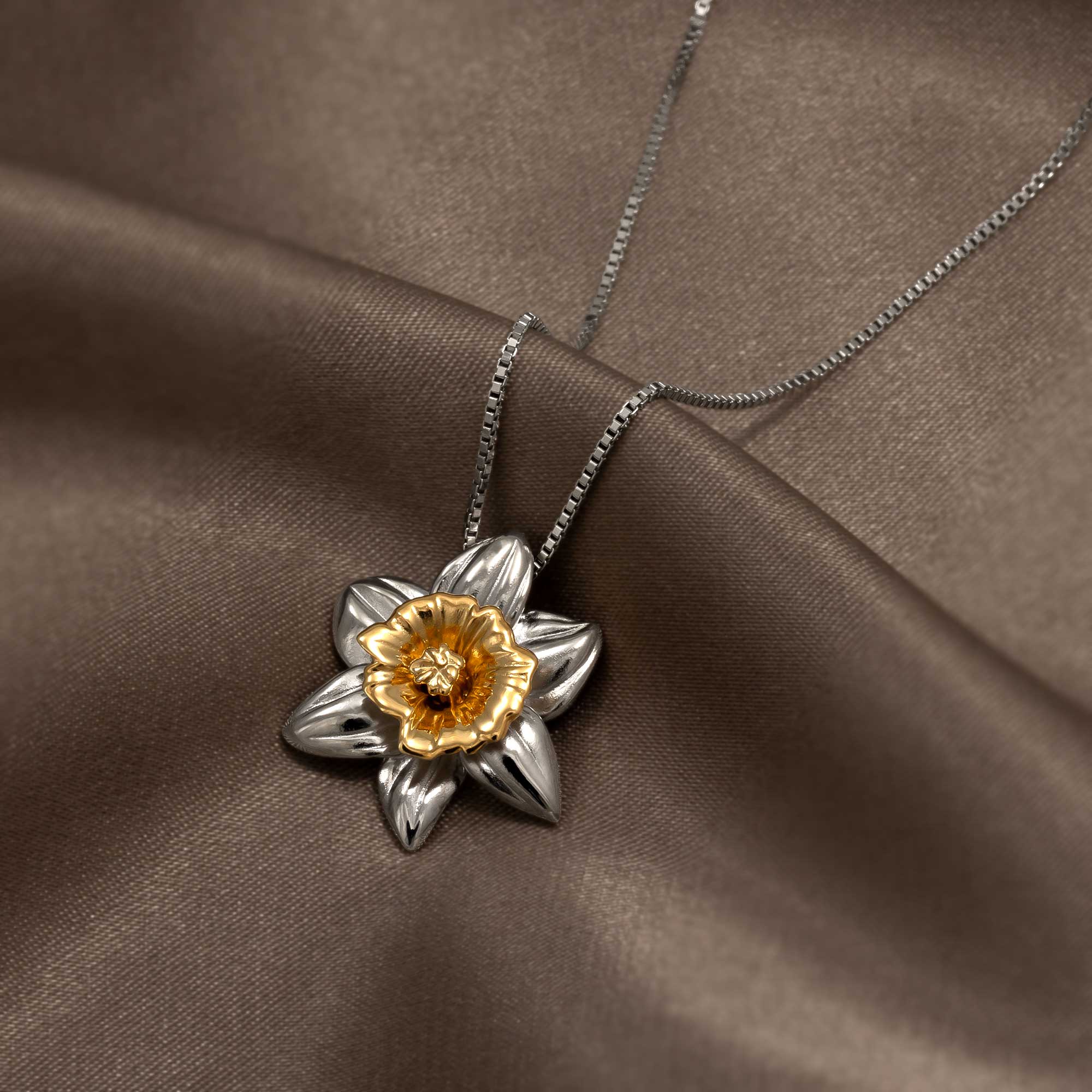 Daffodil March Birthday Flower Pendant
