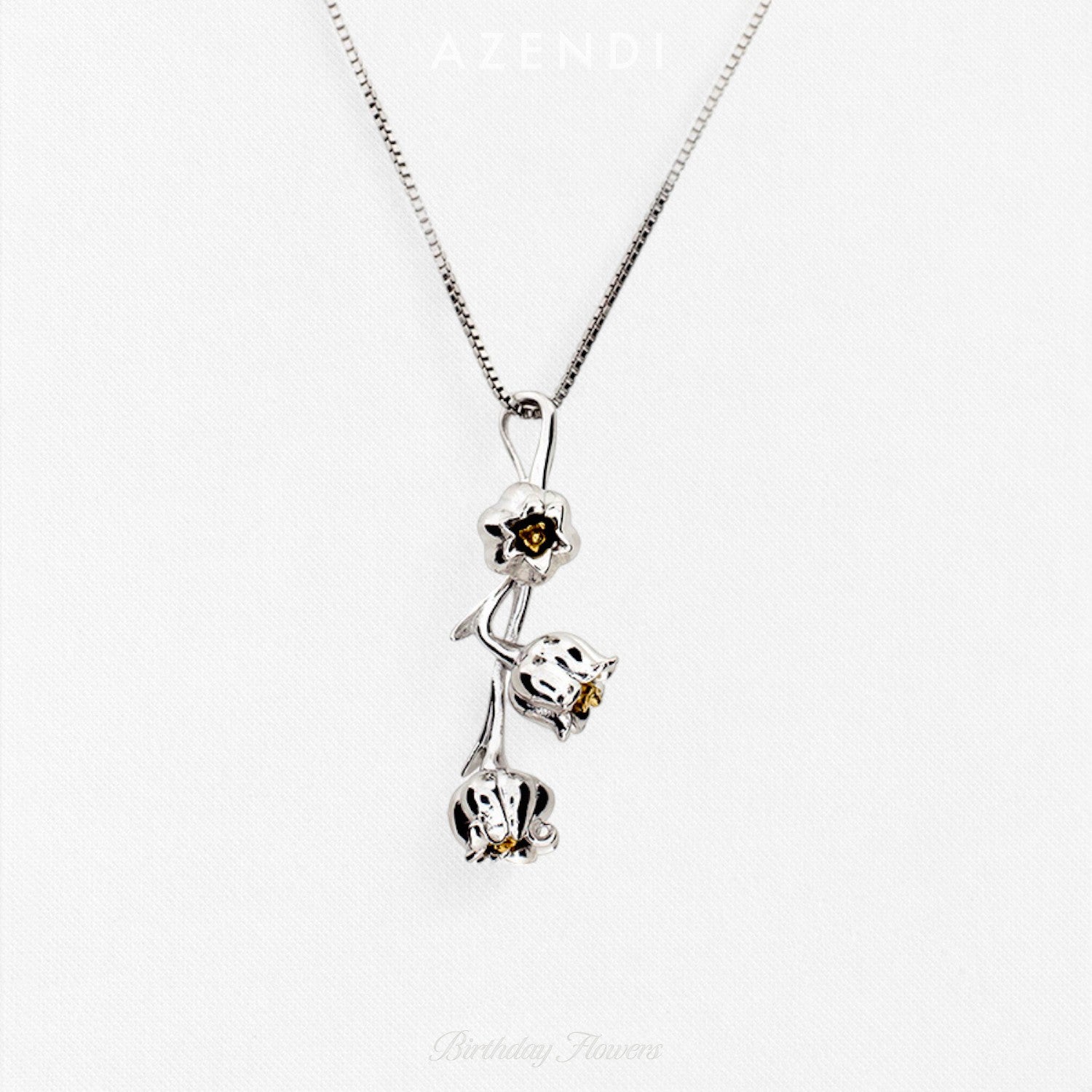 Lily of the Valley May Birthday Flower Pendant