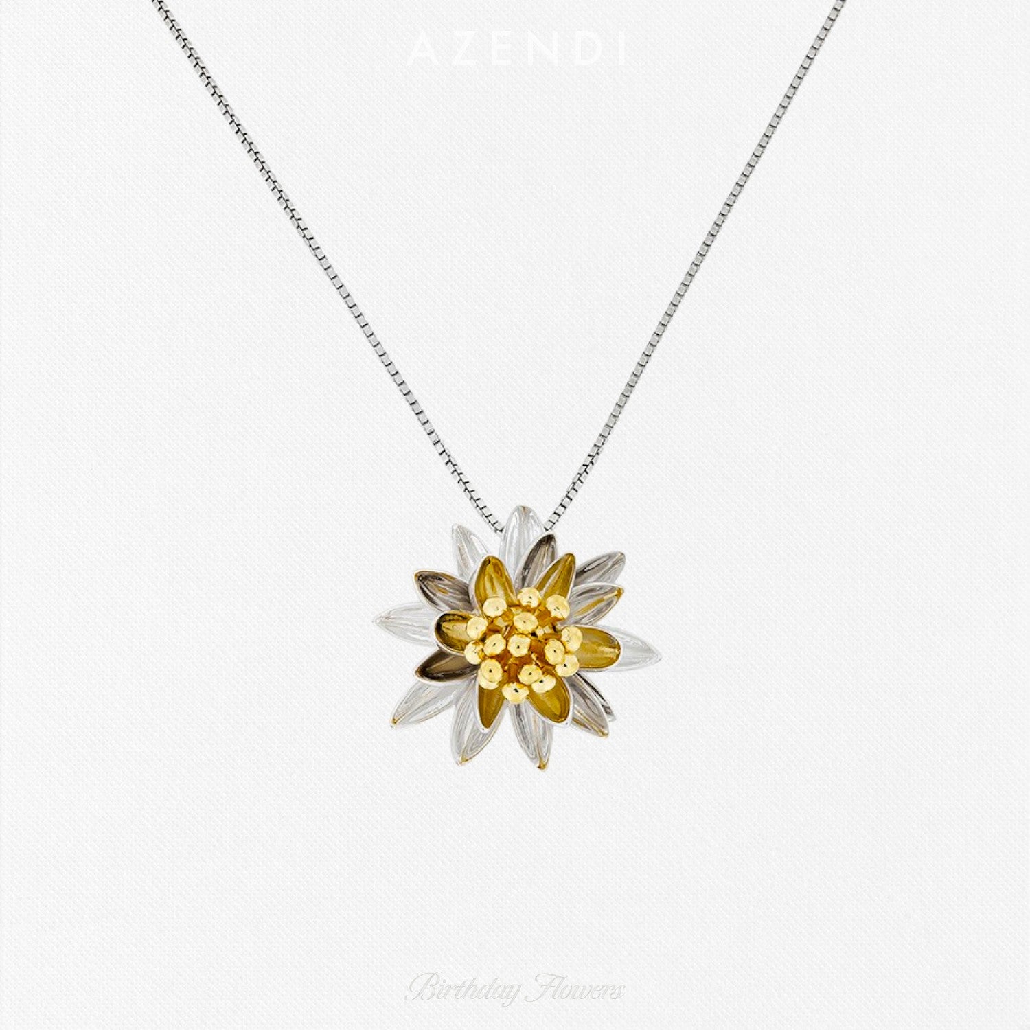 Water Lily July Birthday Flower Pendant