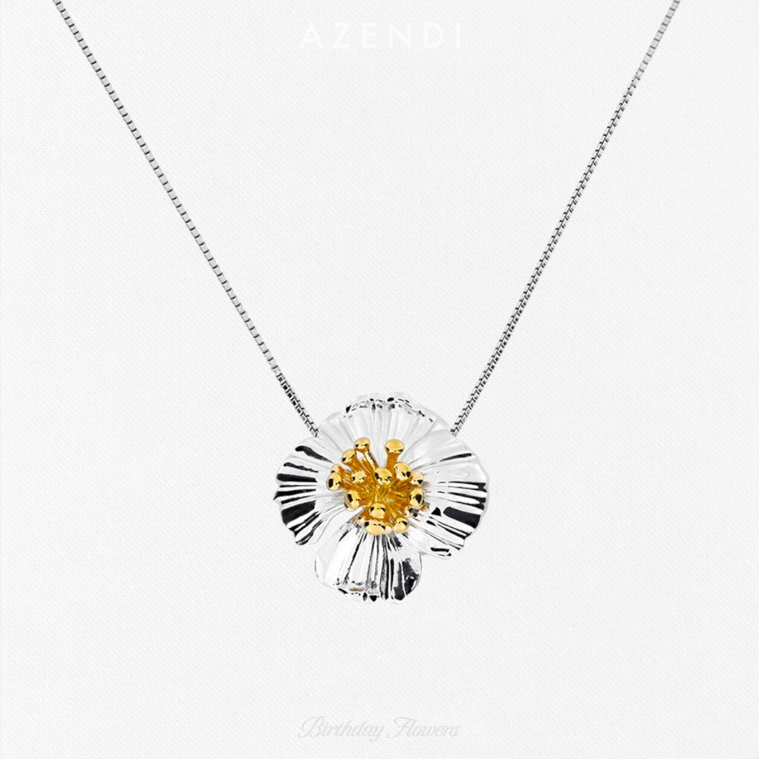 Poppy August Birthday Flower Pendant