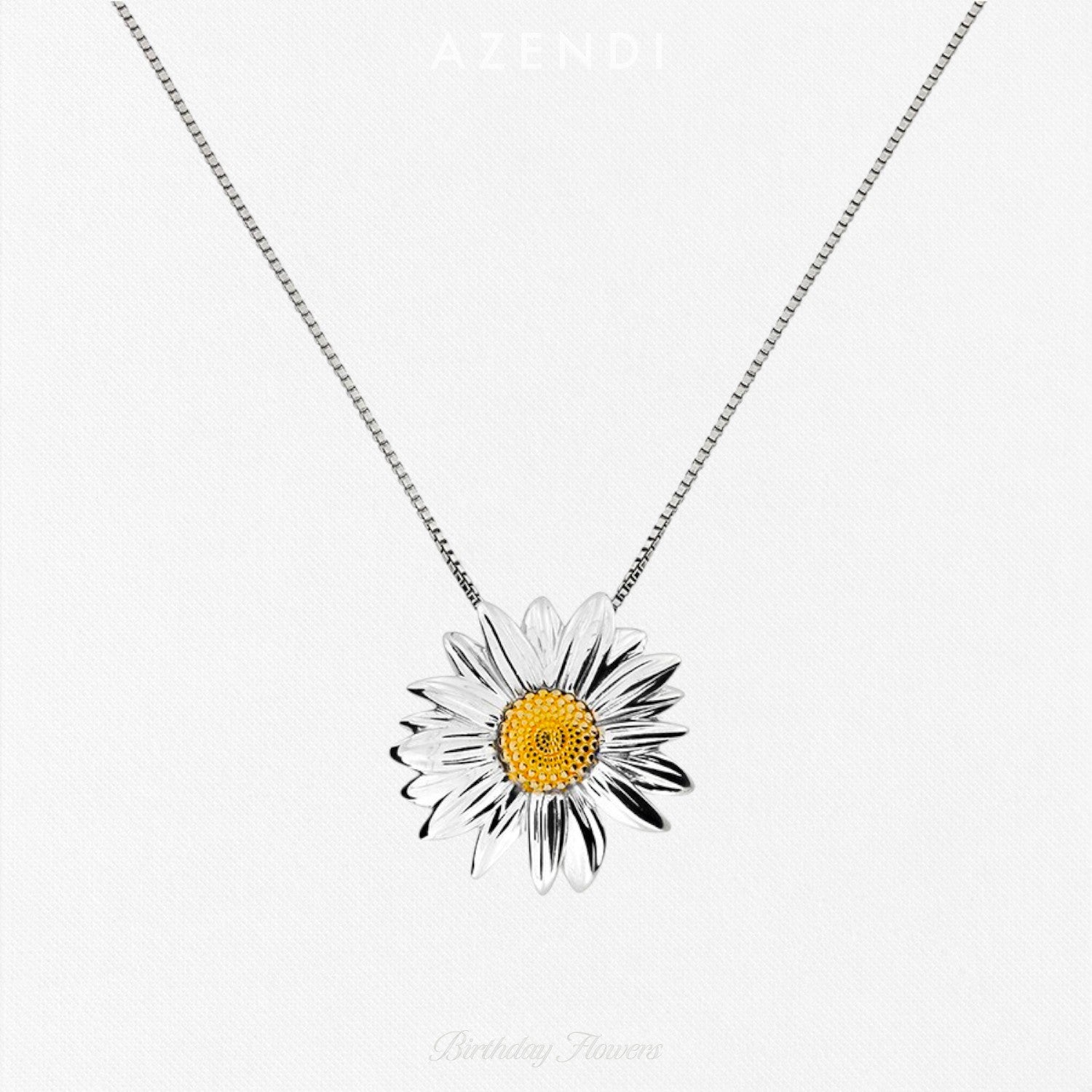 Marigold October Birthday Flower Pendant