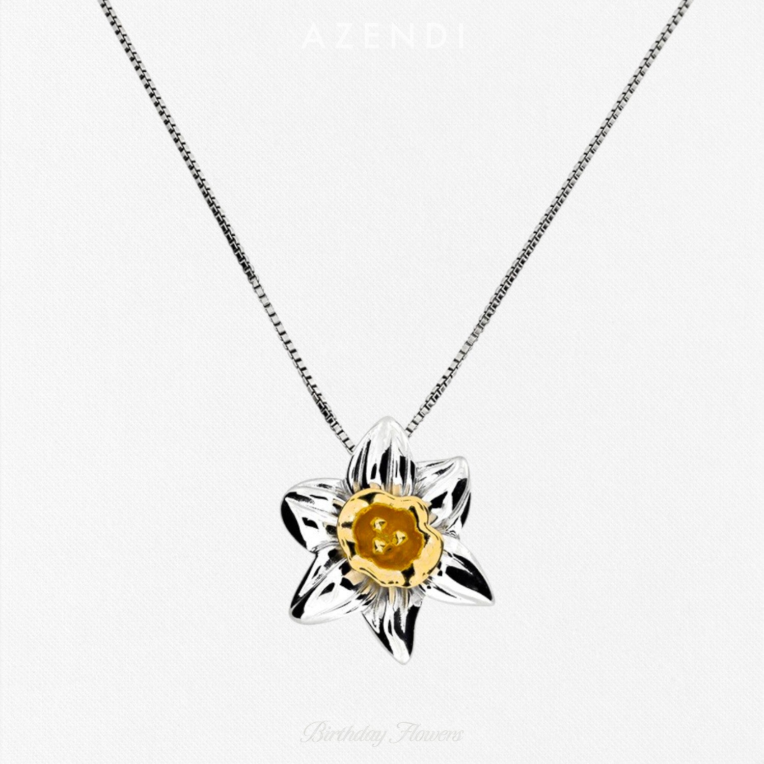 Narcissus December Birthday Flower Pendant