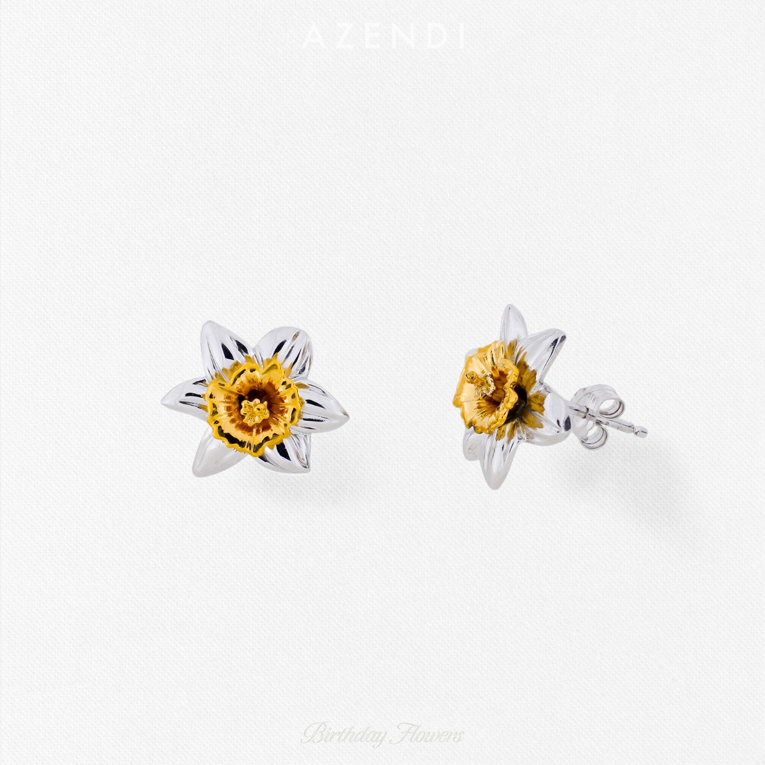 Daffodil March Birthday Flower Earrings