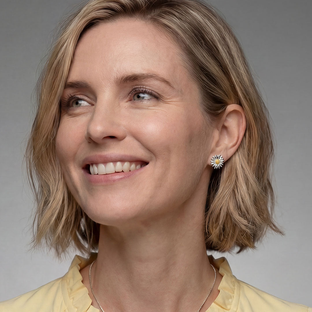 Daisy April Birthday Flower Earrings