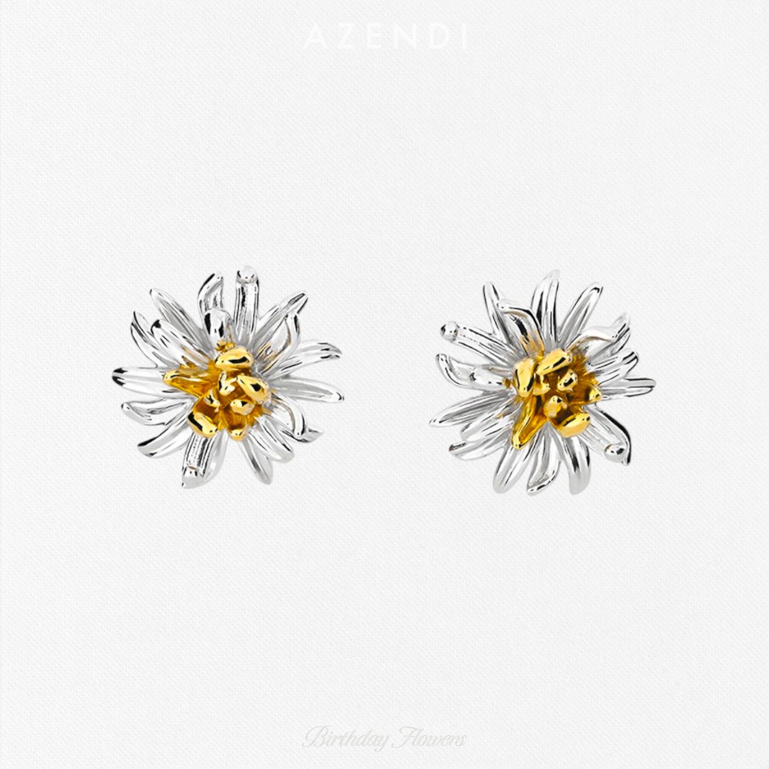 Chrysanthemum November Birthday Flower Earrings