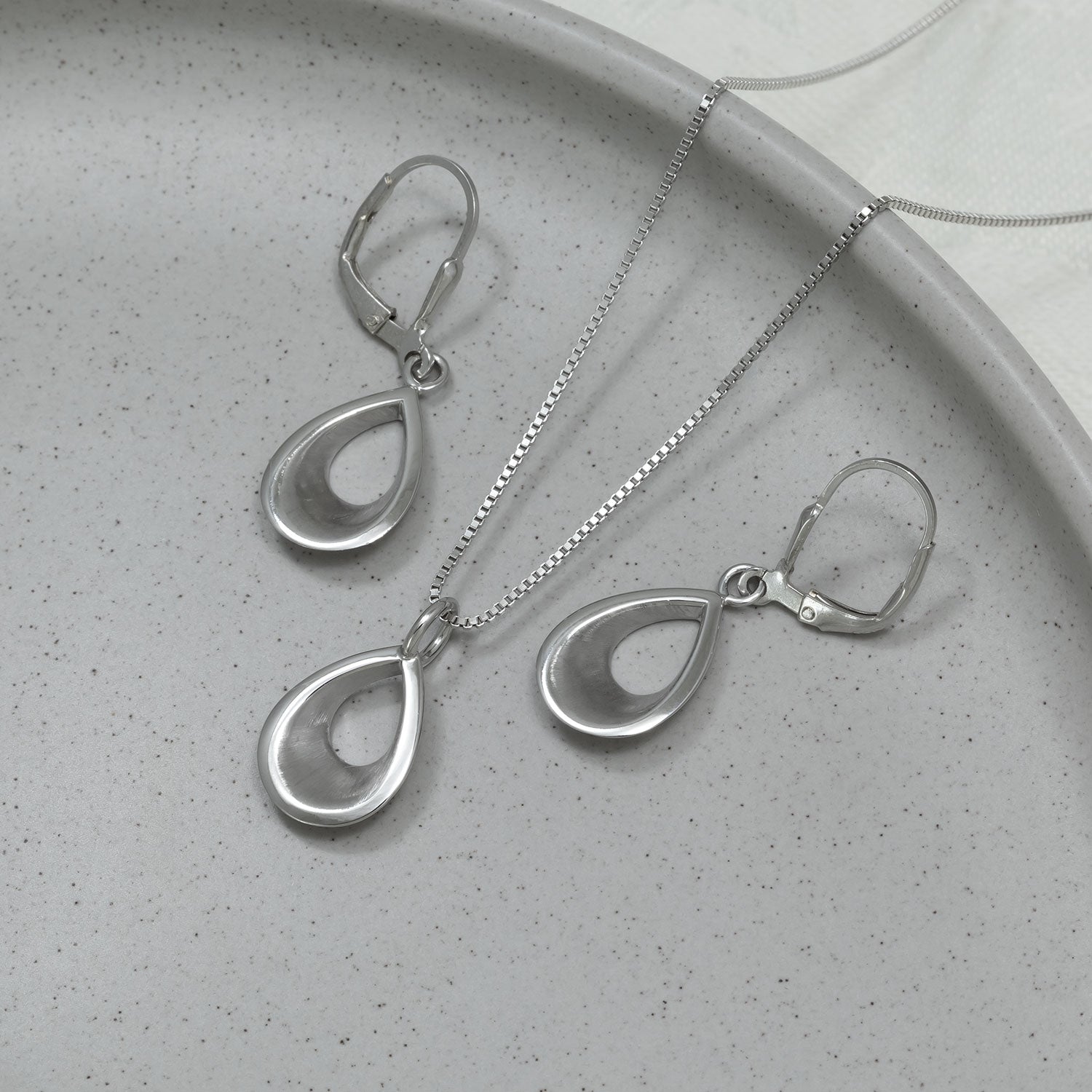 Silver Open Teardrop Earrings