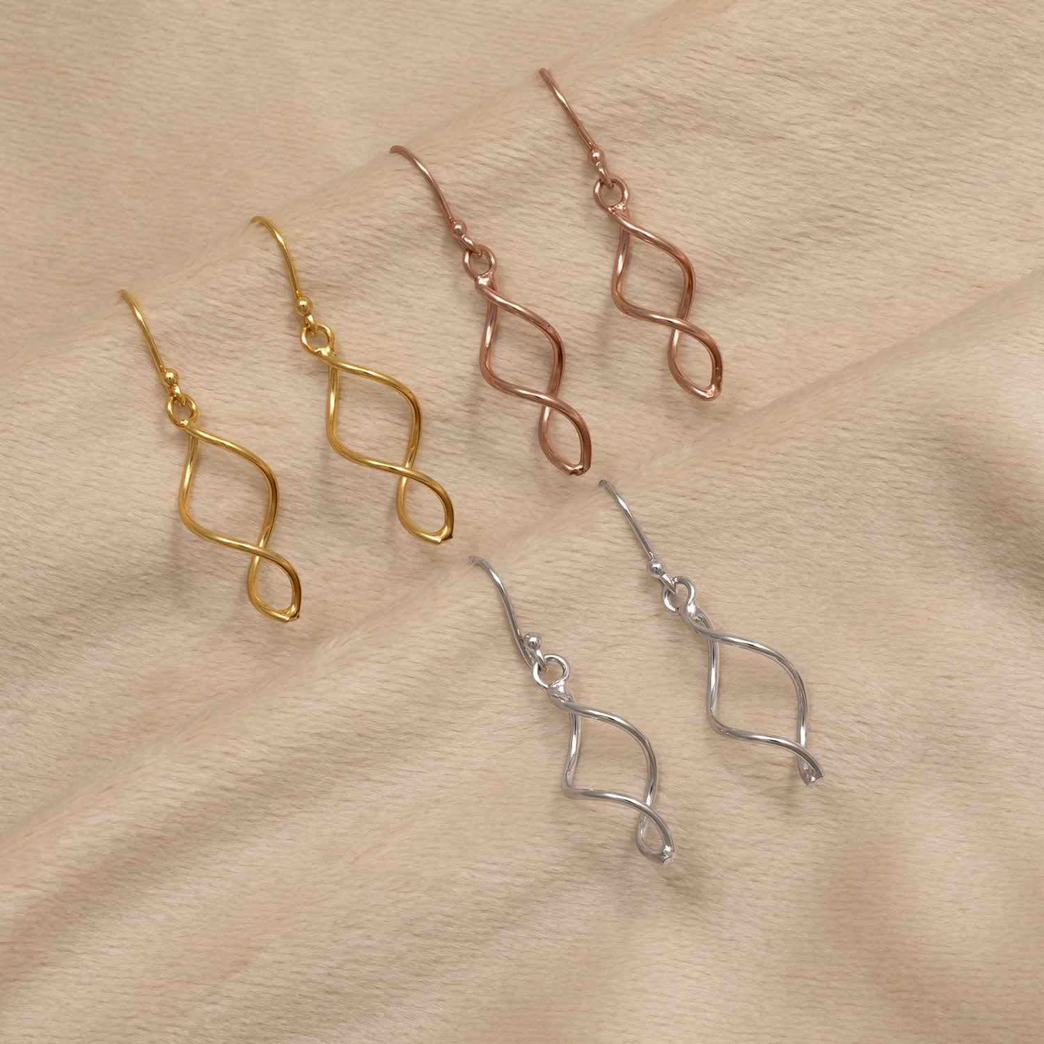 Simple Twist Drop Earring - Rose Gold Vermeil