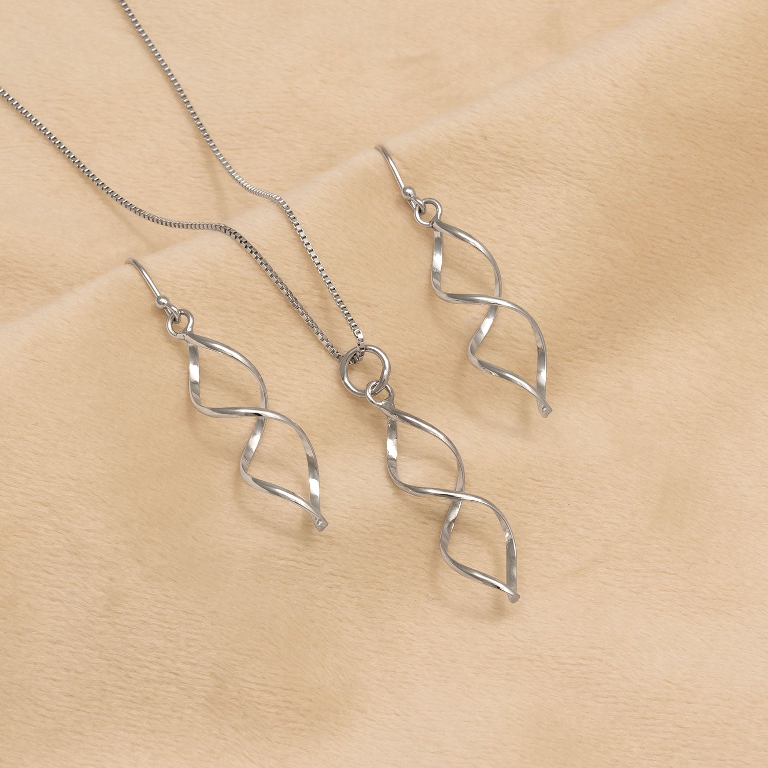 Longer Open Twist Earrings - Silver