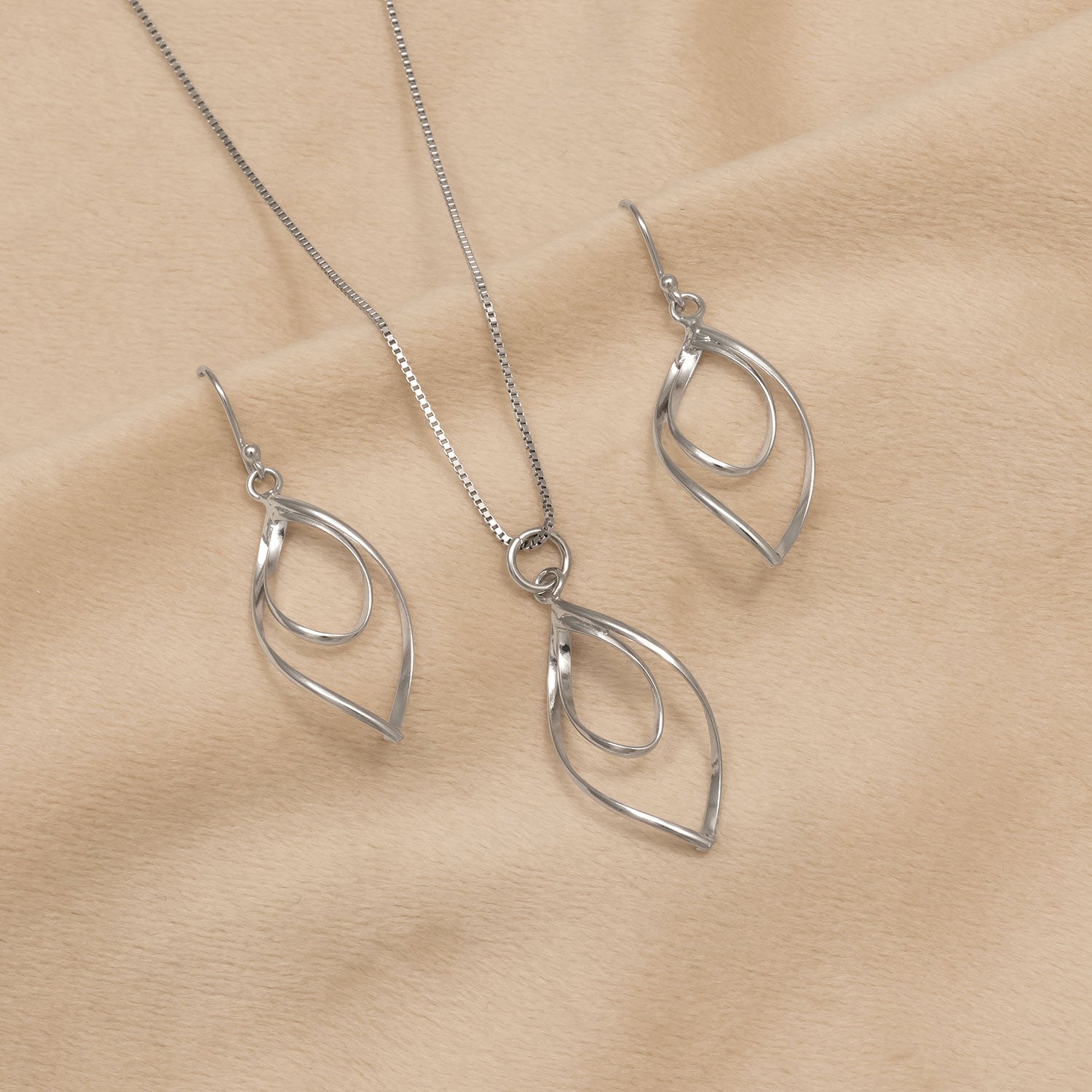 Spiral Loop Drop Earrings - Silver