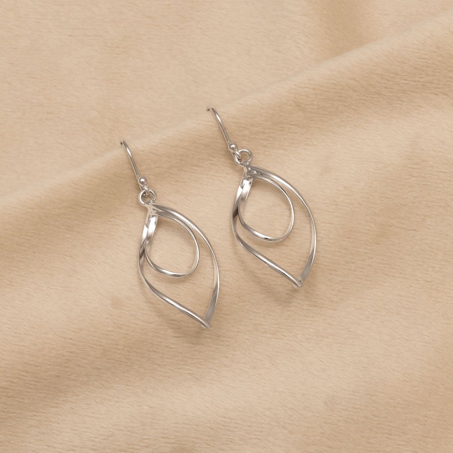 Spiral Loop Drop Earrings - Silver