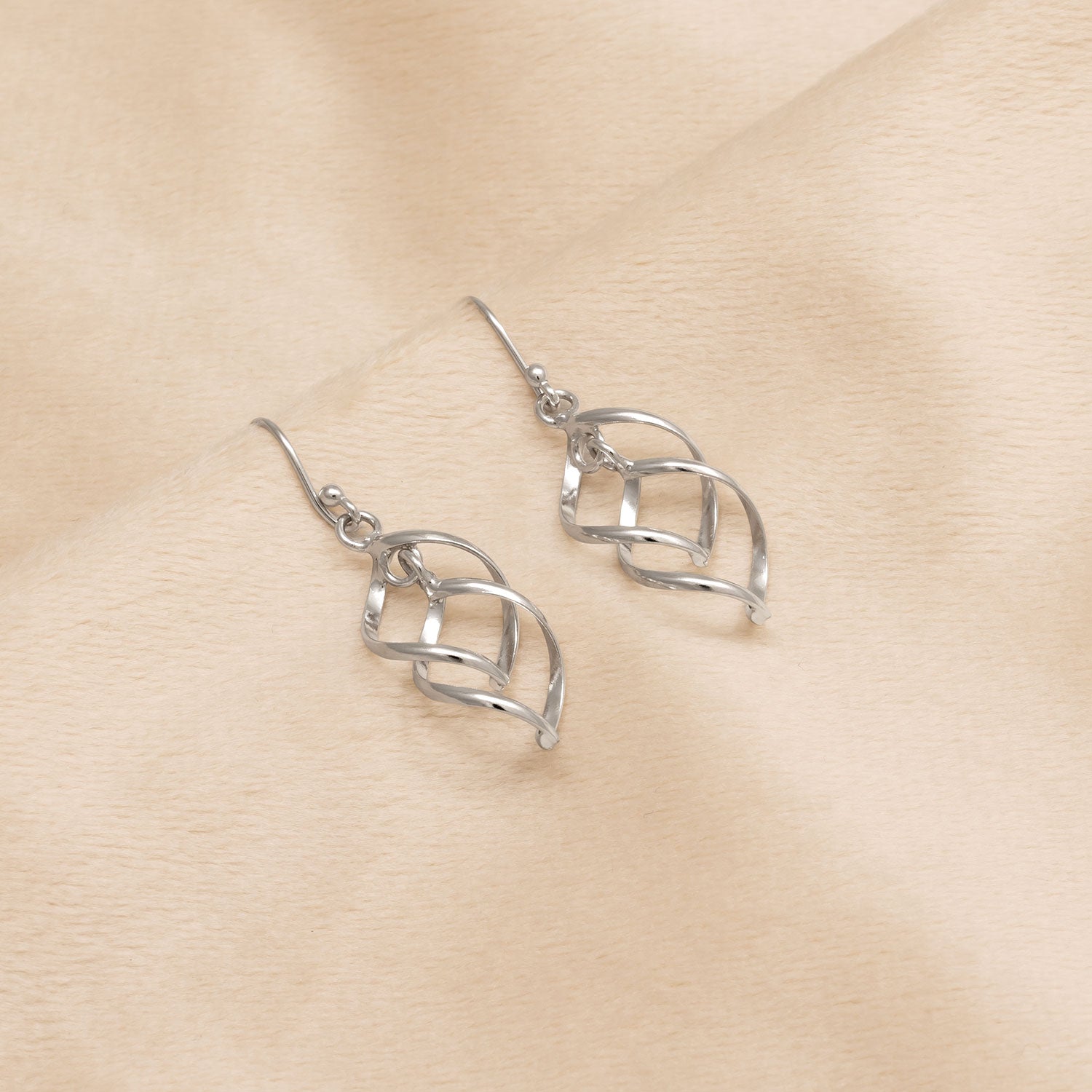 Spiral Waves Drop Earrings - Silver