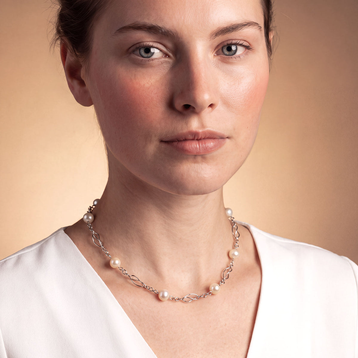 Silver & Freshwater Pearl Spirals Necklace