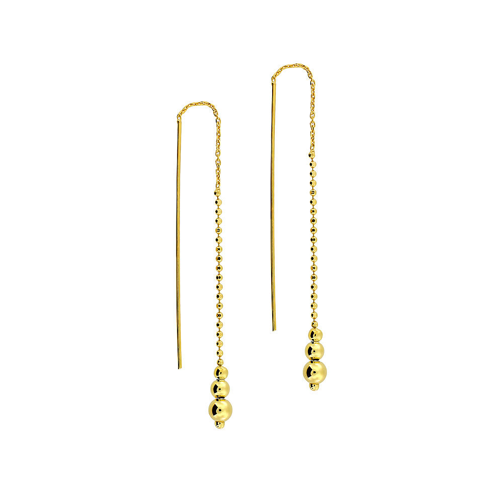 Gold Vermeil Graduated Beads Pull-through Earrings