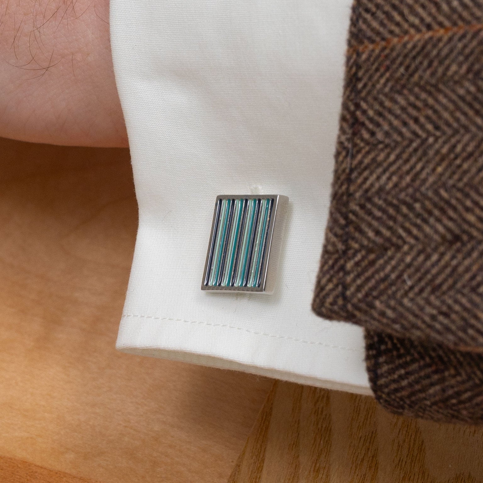Blue Stripes Square Cufflinks