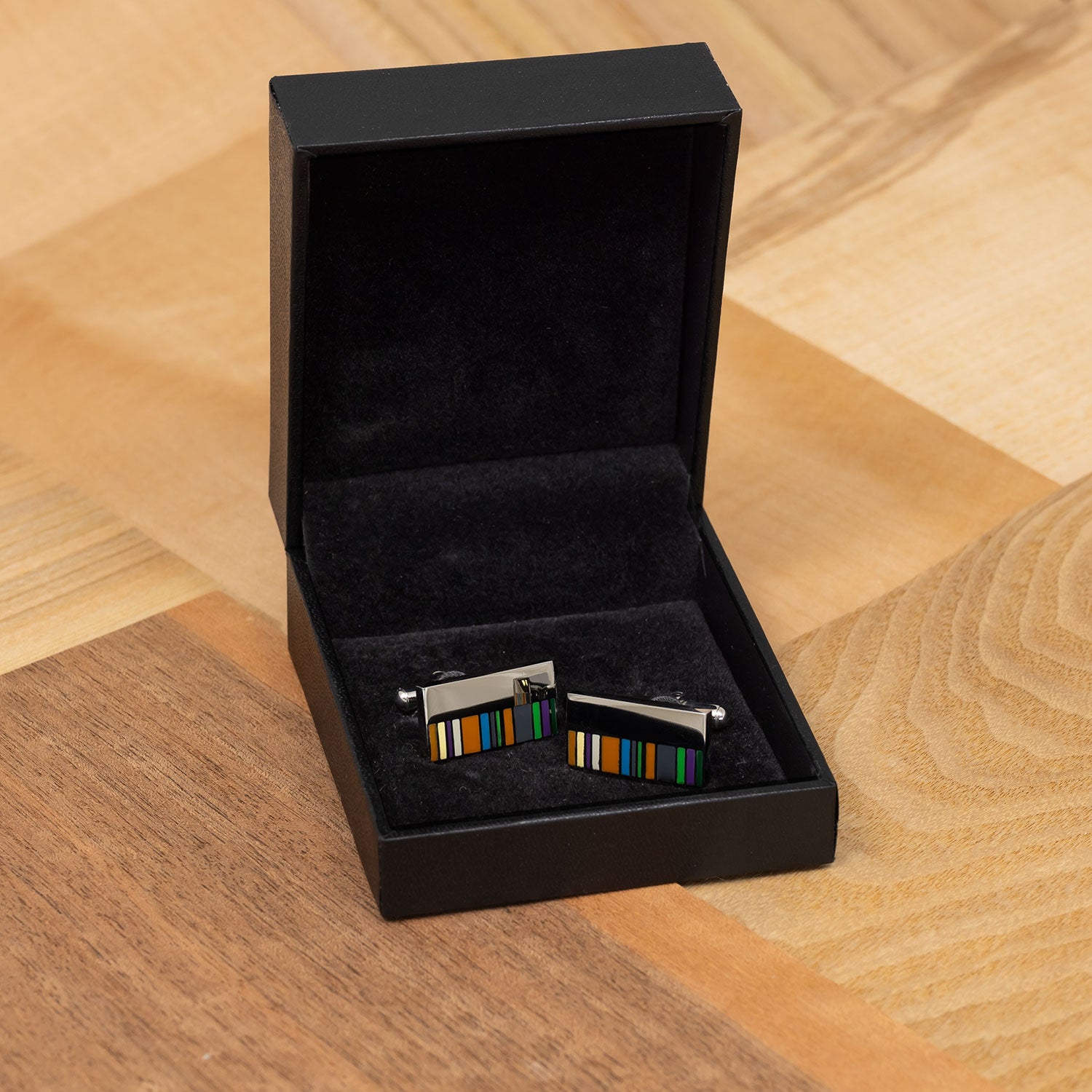 Stripey Enamel Steel Cufflinks