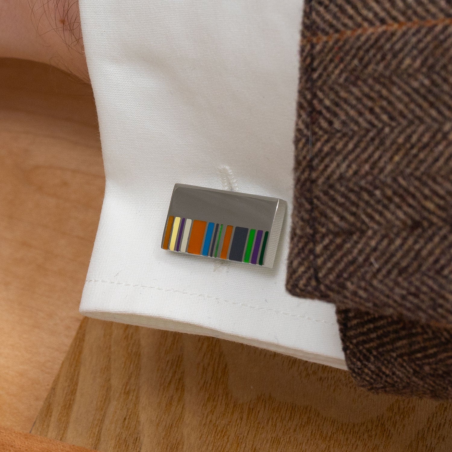 Stripey Enamel Steel Cufflinks