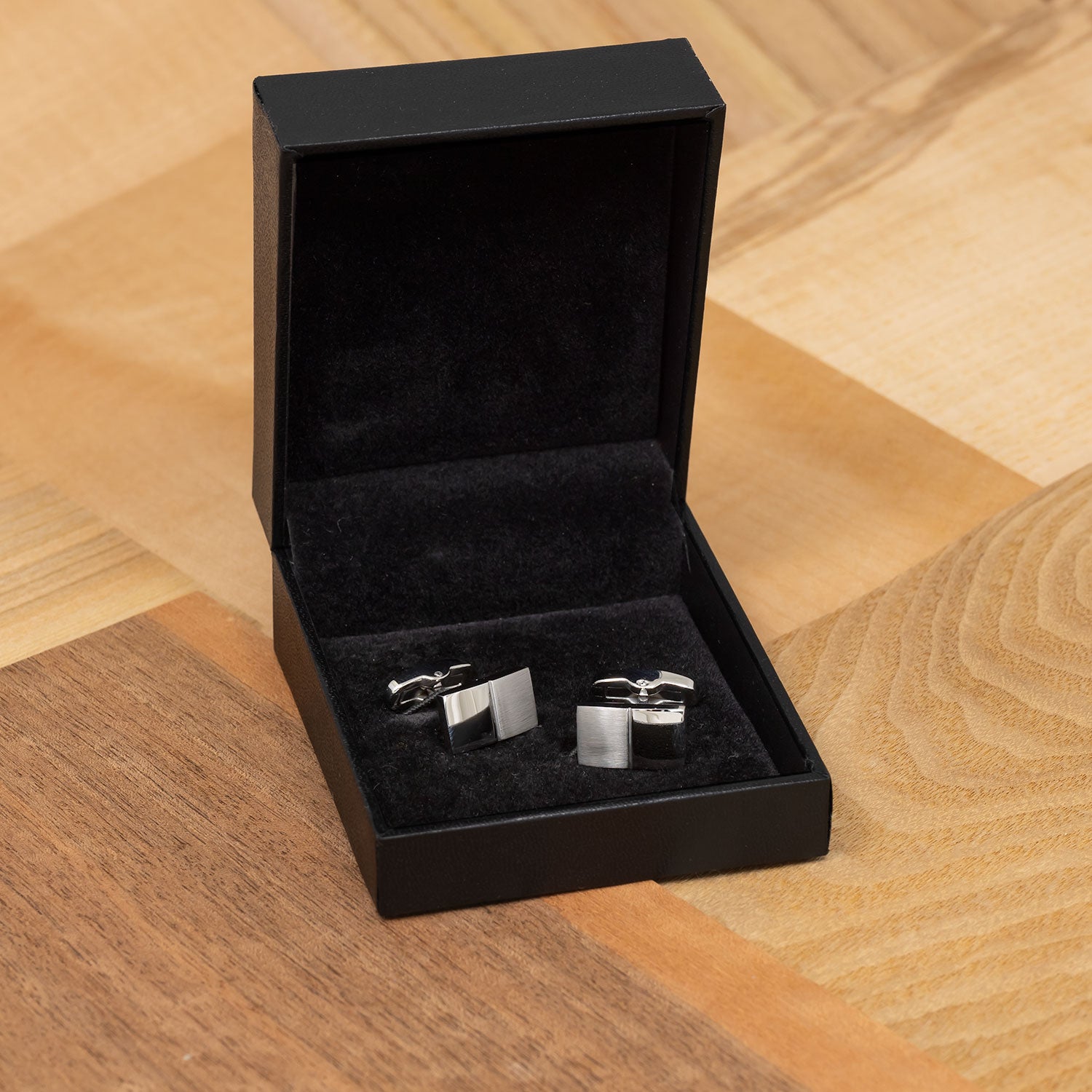 Steel Matt & Polished Rectangle Cufflinks