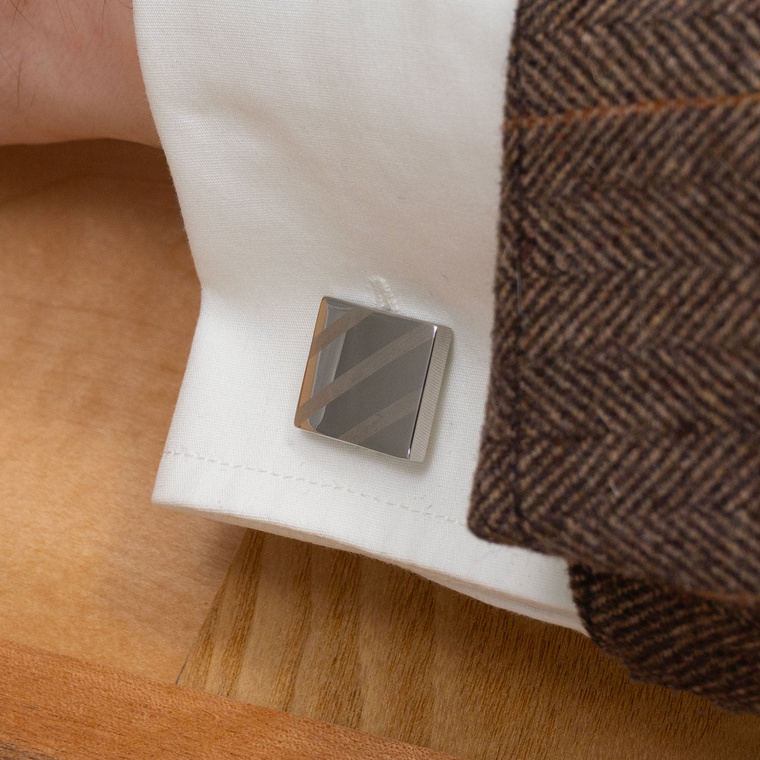 Steel Diagonal Stripes Cufflinks
