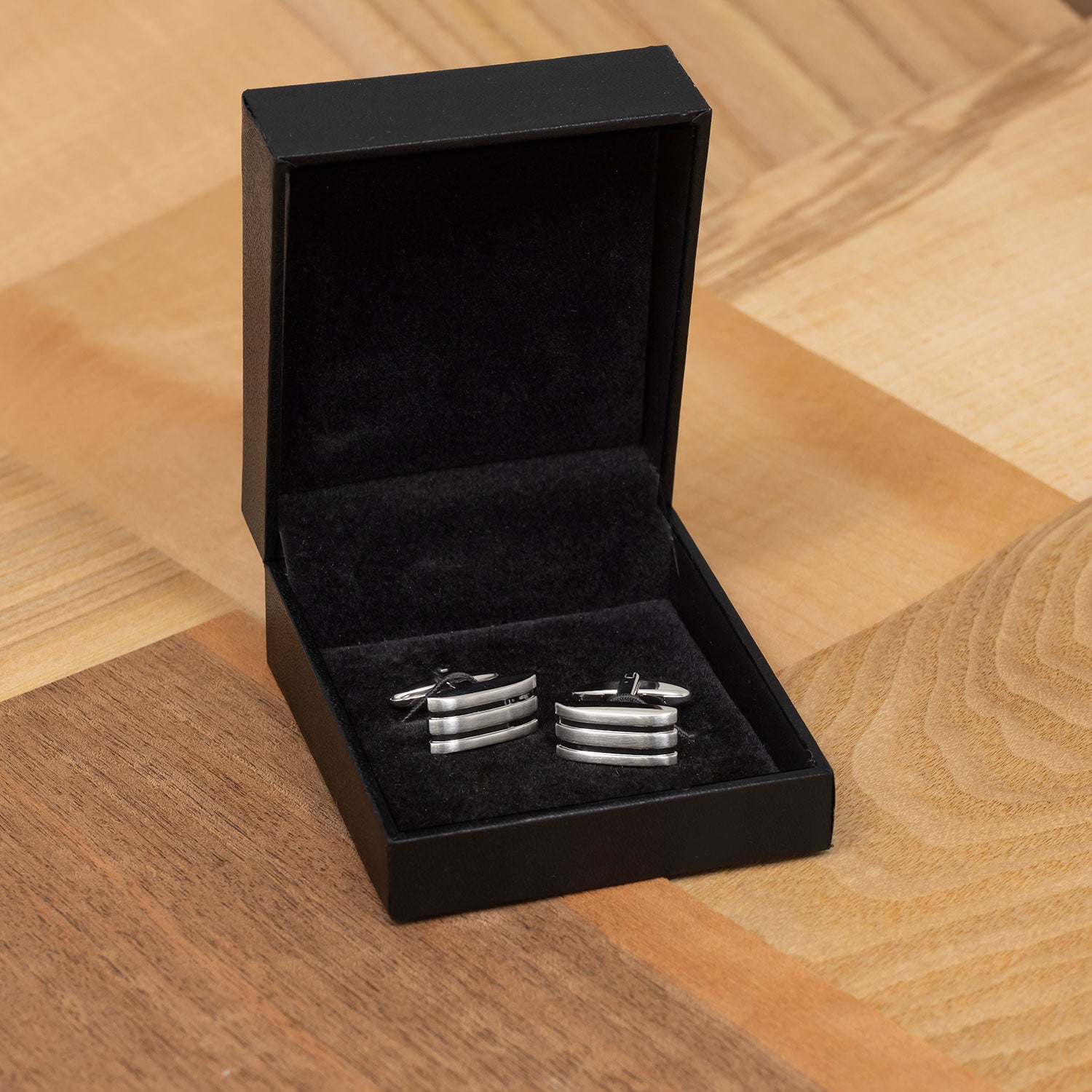 Steel Deep Grooves Cufflinks