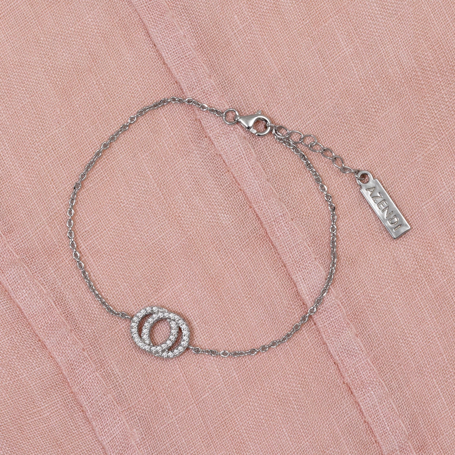 Interlocking Circles Bracelet with Cubic Zirconia