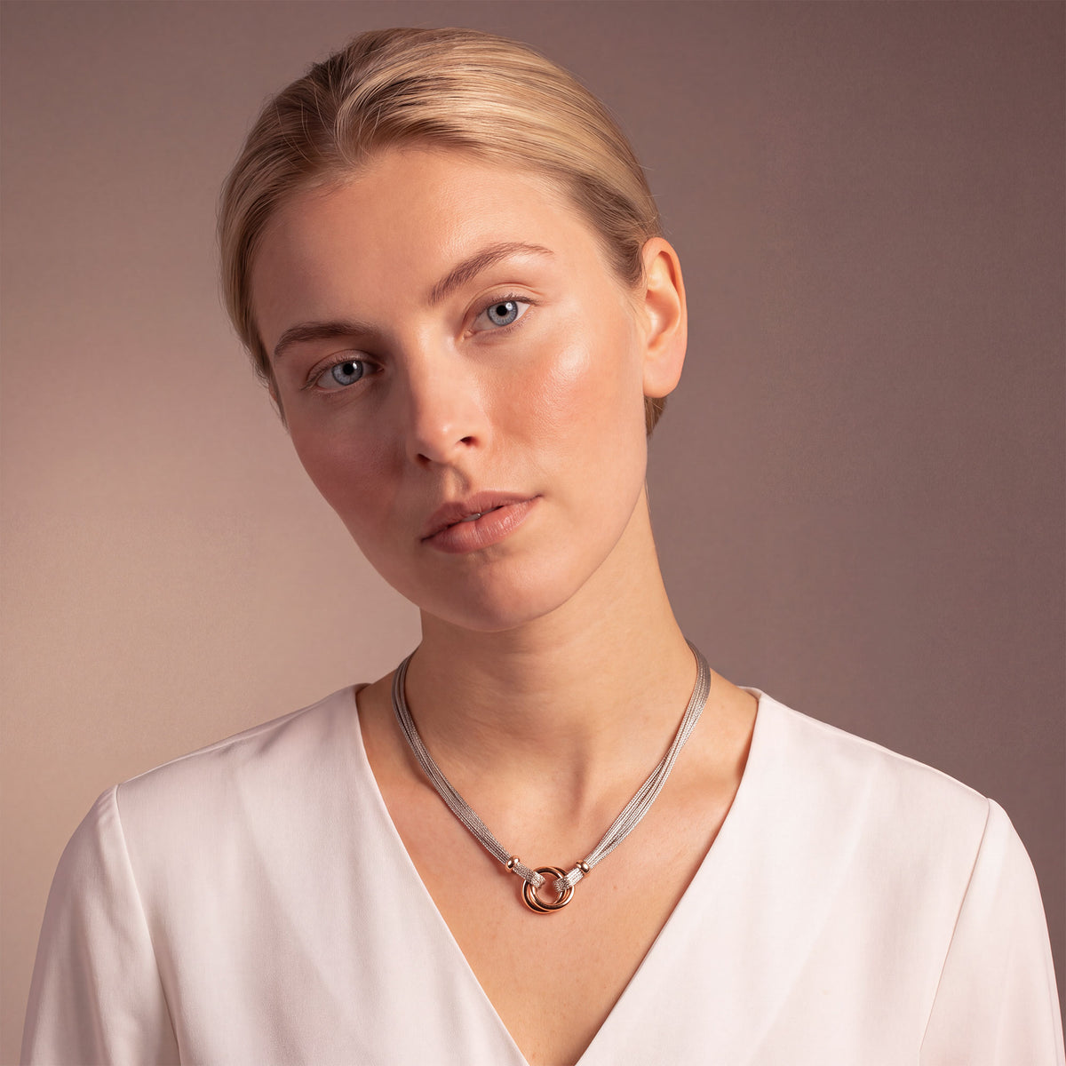 Silver & Rose Gold Vermeil Double Circle Necklace