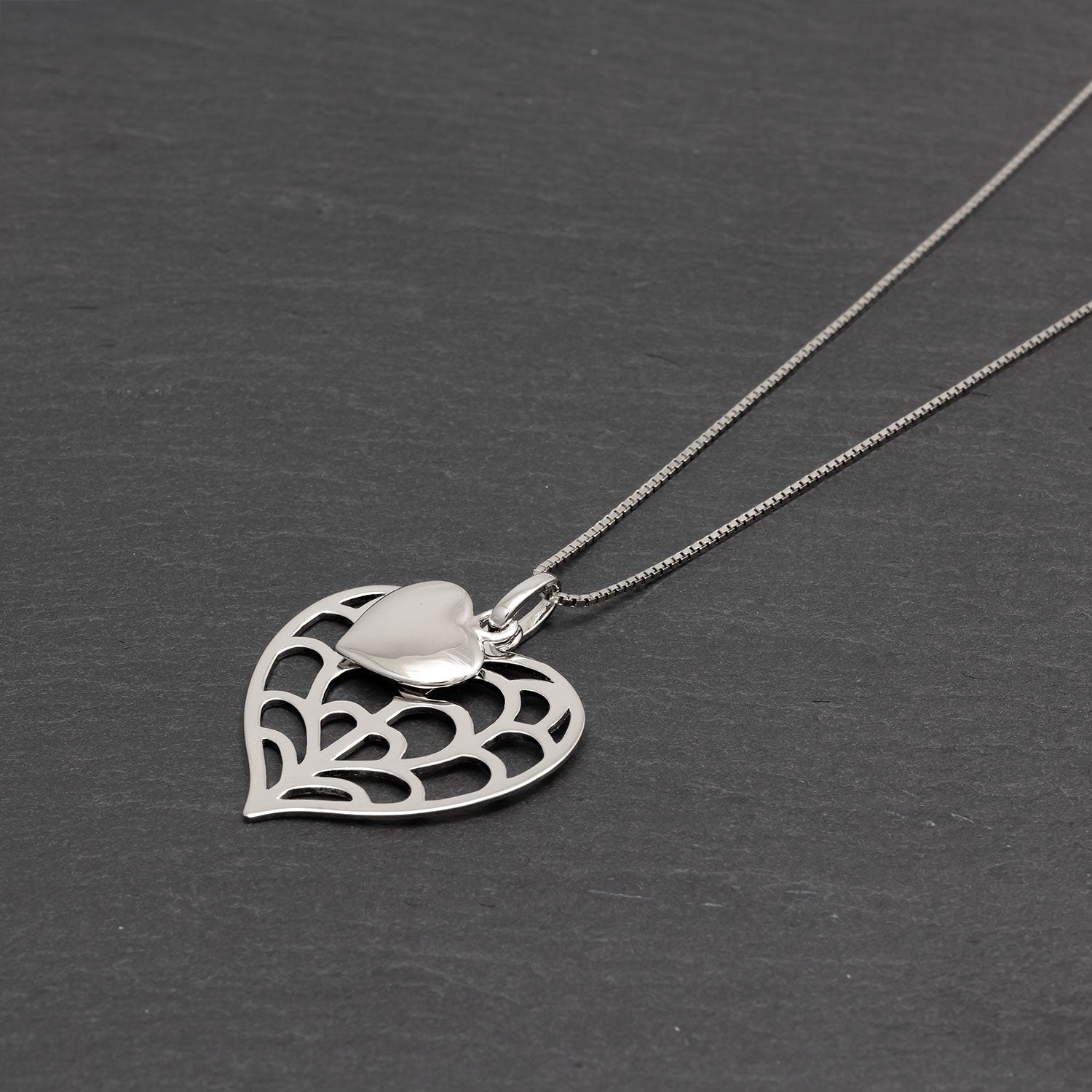 Silver Heart of Yorkshire Simple Double Heart Pendant