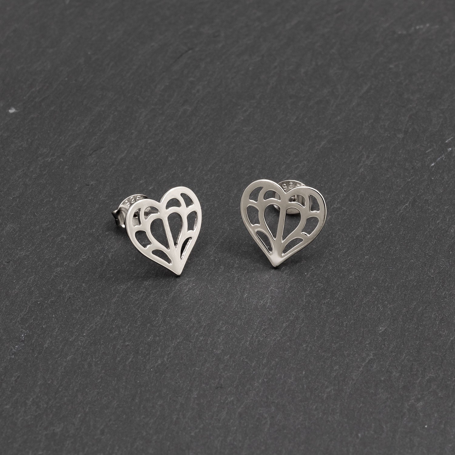 Silver Cut-Out Heart of Yorkshire Studs