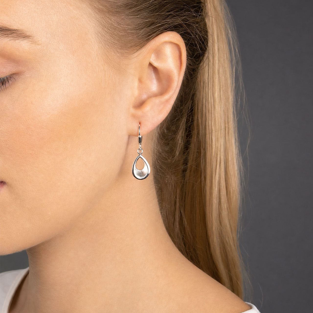 Silver Open Teardrop Earrings