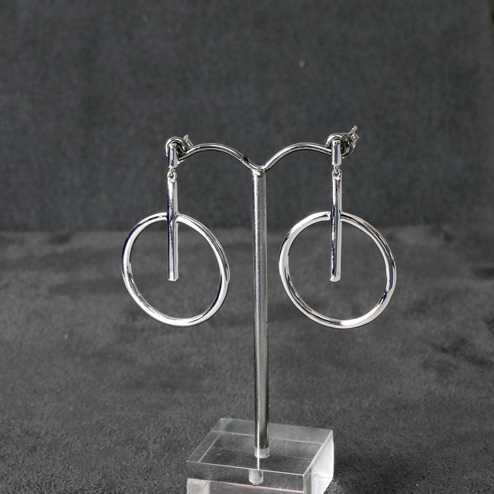 Sterling Silver Circle and Line Drop Earrings