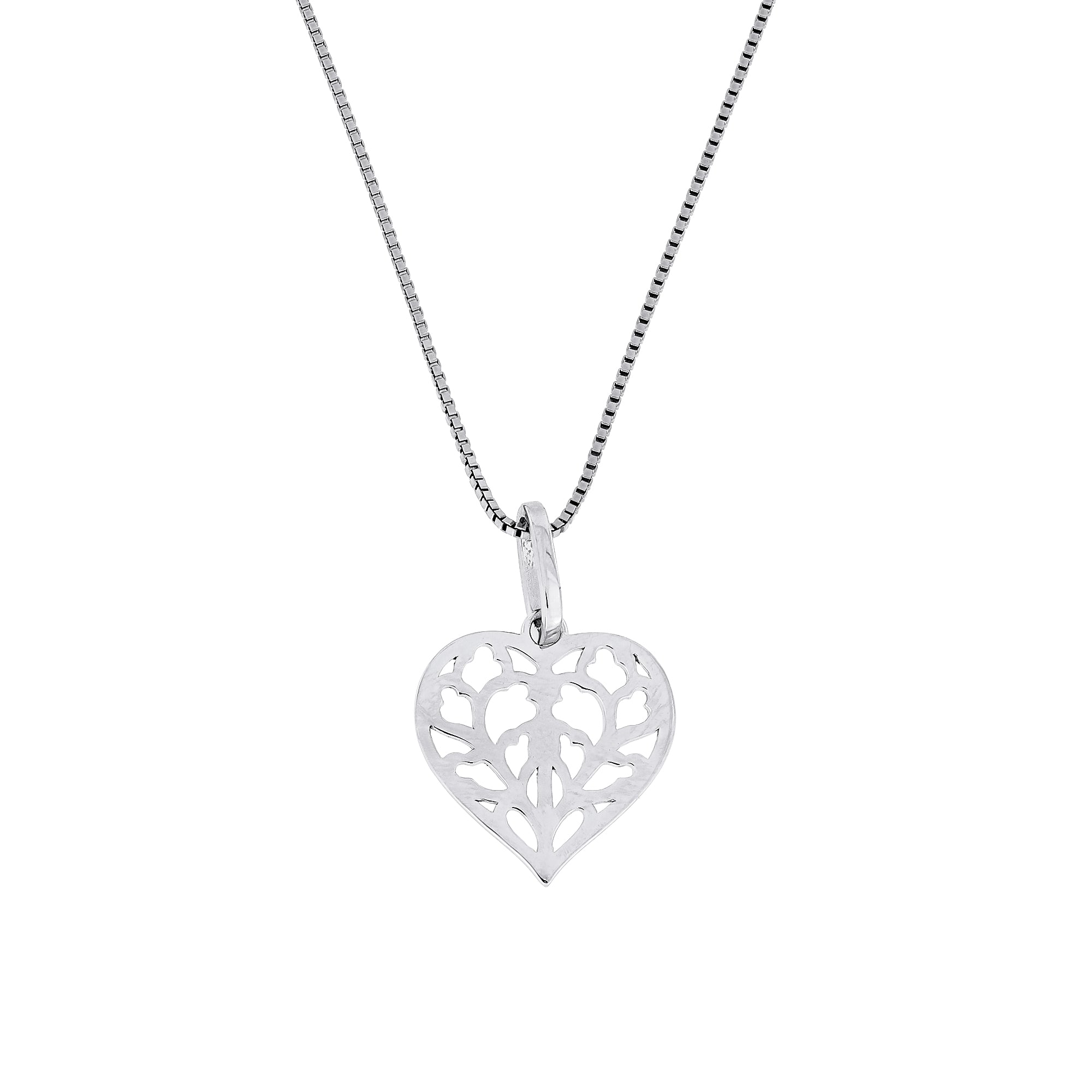 Sterling silver pendant necklace featuring a miniature heart with intricate openwork inspired by Yorkshire, suspended on a fine, elegant chain for refined everyday wear.