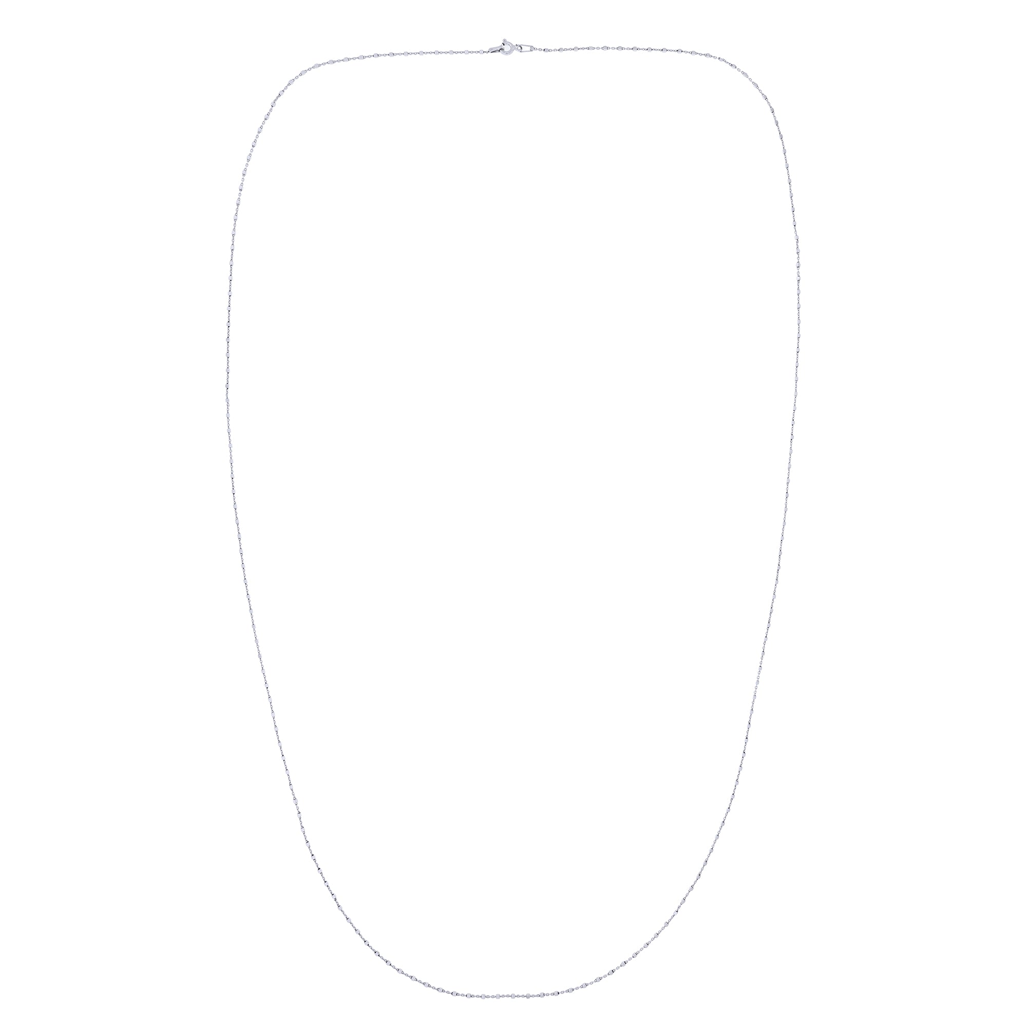 Delicate long sterling silver chain featuring a series of small, polished cube links, showcasing a modern and sculptural design by Azendi.
