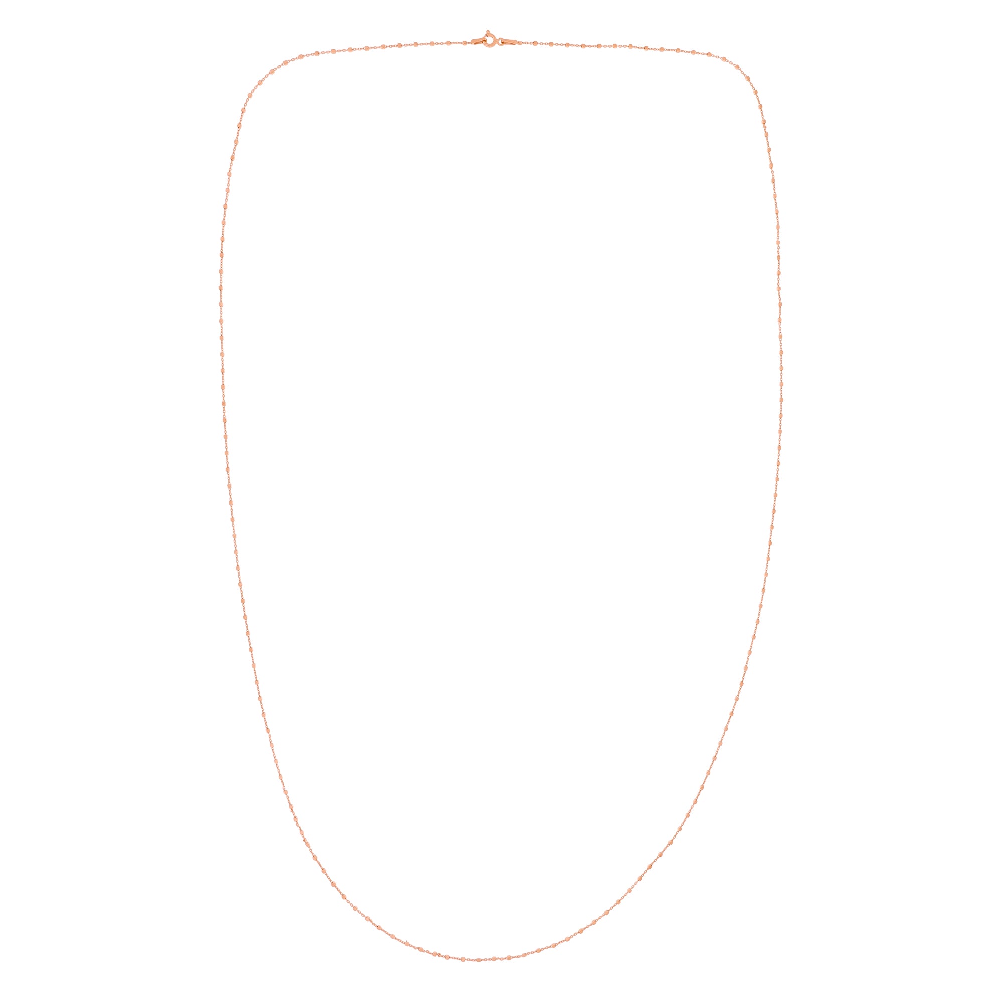 Delicate long silver chain necklace featuring evenly spaced small cubes, showcasing a modern, sculptural design in sterling silver, ideal for layering or standalone wear.