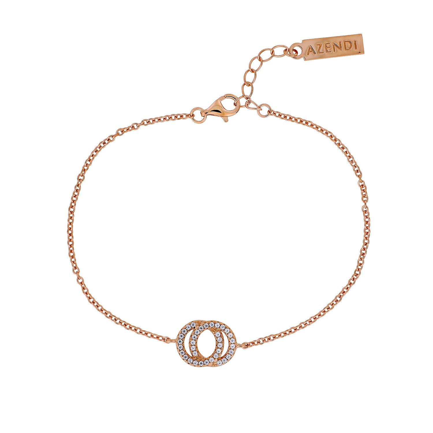 Rose Gold Vermeil and Cubic Zirconia Interlocking Circles Bracelet