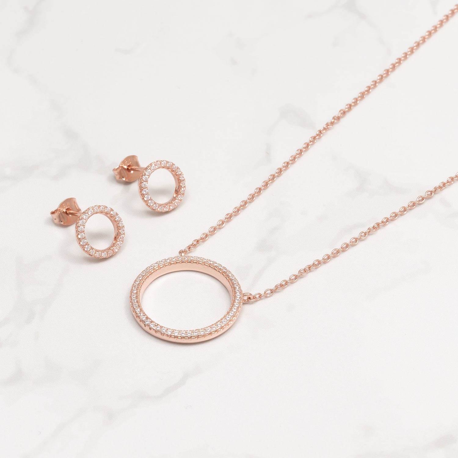 Rose Gold Vermeil Pavé Open Circle Stud Earring