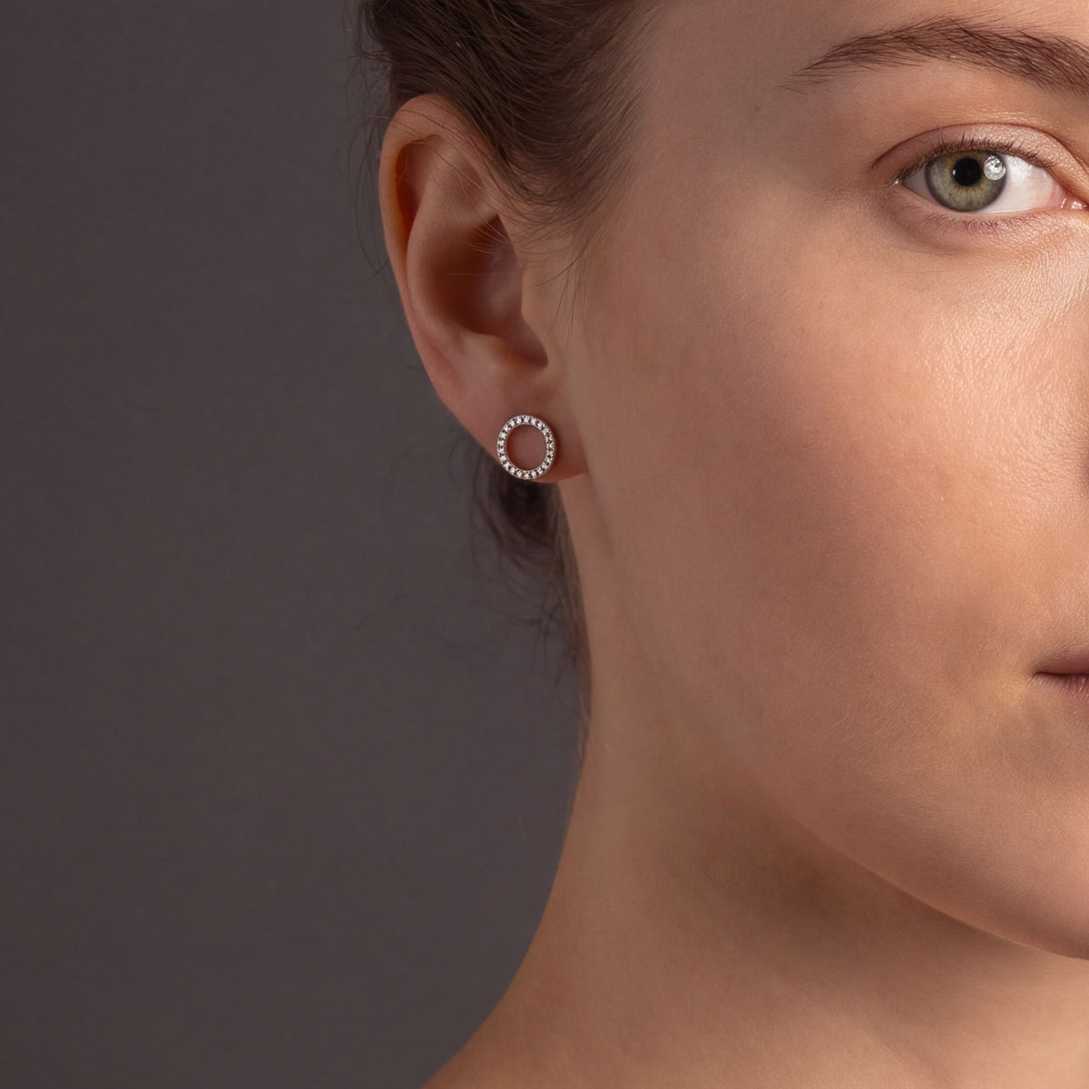 Rose Gold Vermeil Pavé Open Circle Stud Earring