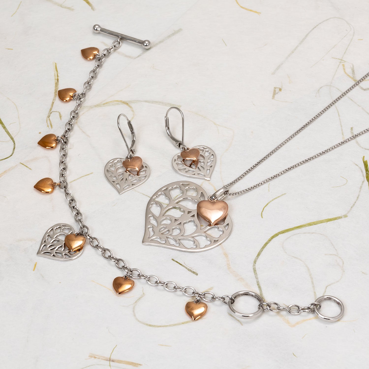 Heart of Yorkshire Double Drop Earring with Rose Gold Vermeil