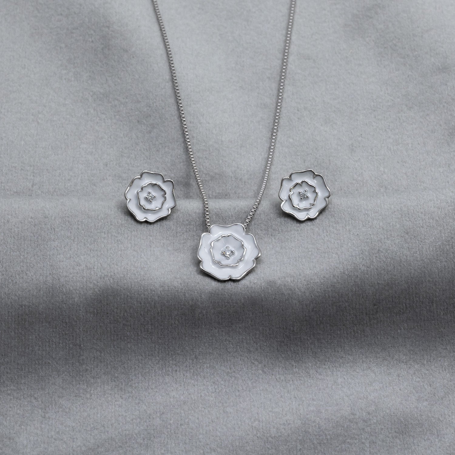 Sterling Silver Yorkshire Rose Earrings - Enamel