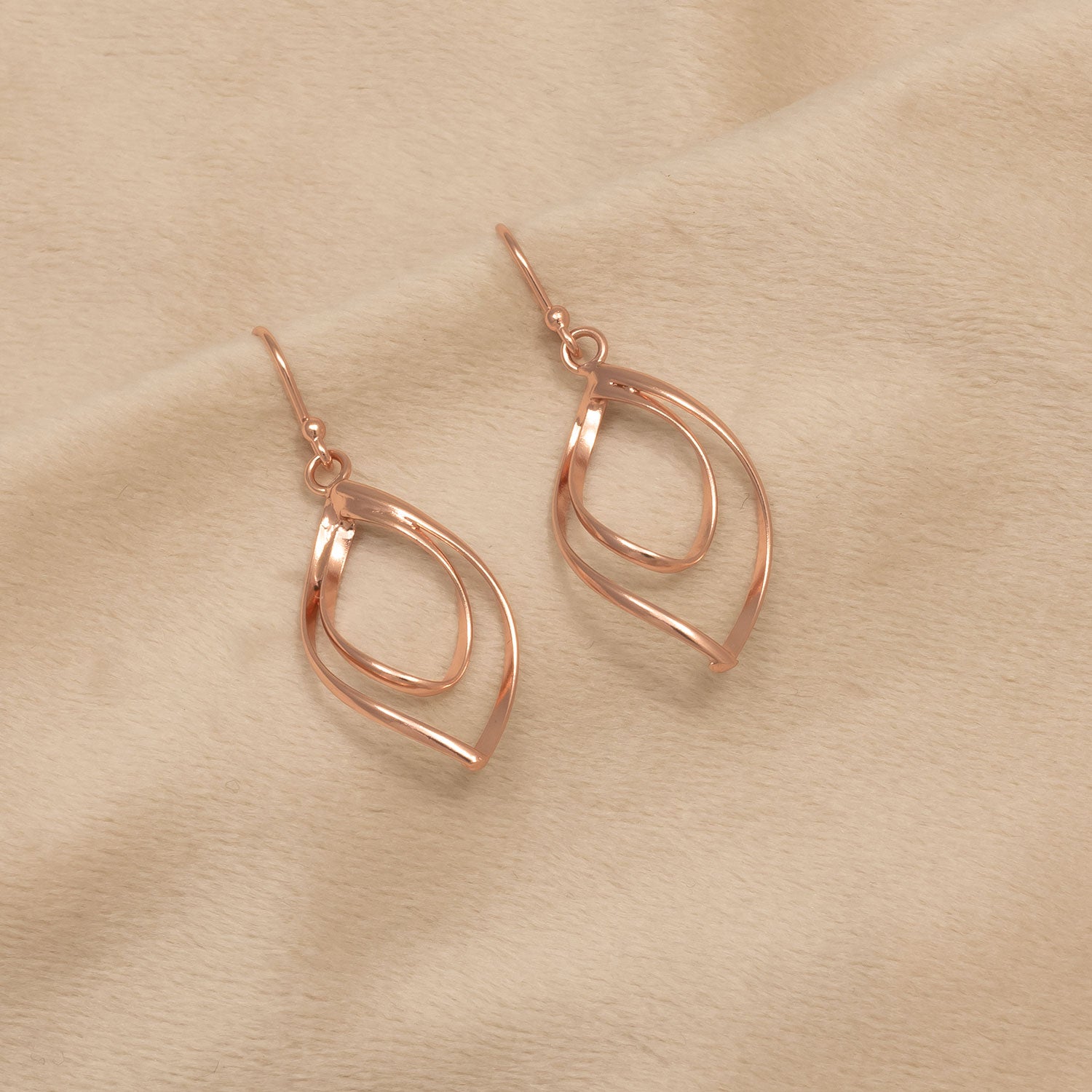 Spiral Loop Drop Earrings - Rose Gold Vermeil