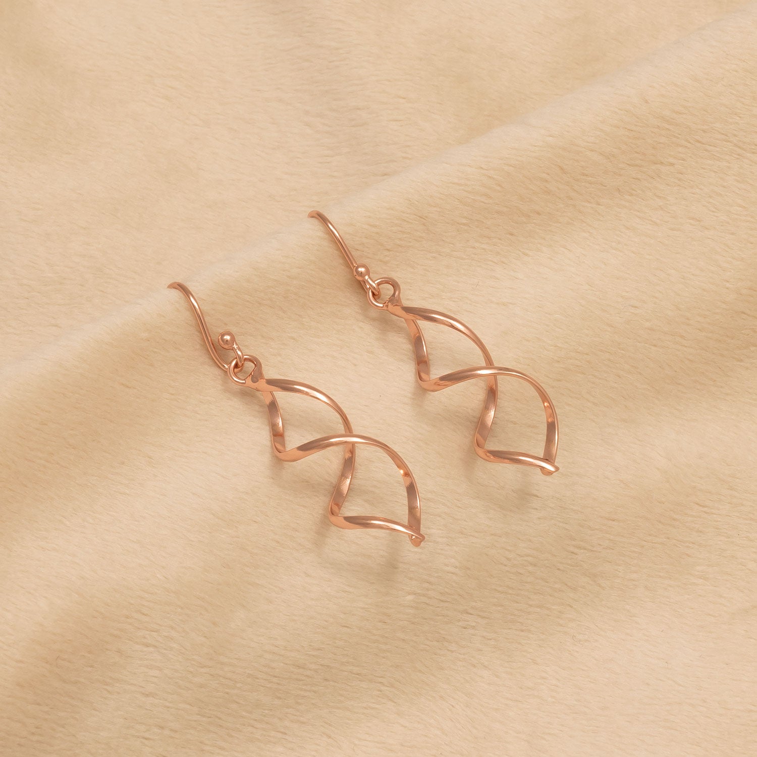 Longer Open Twist Earrings - Rose Vermeil