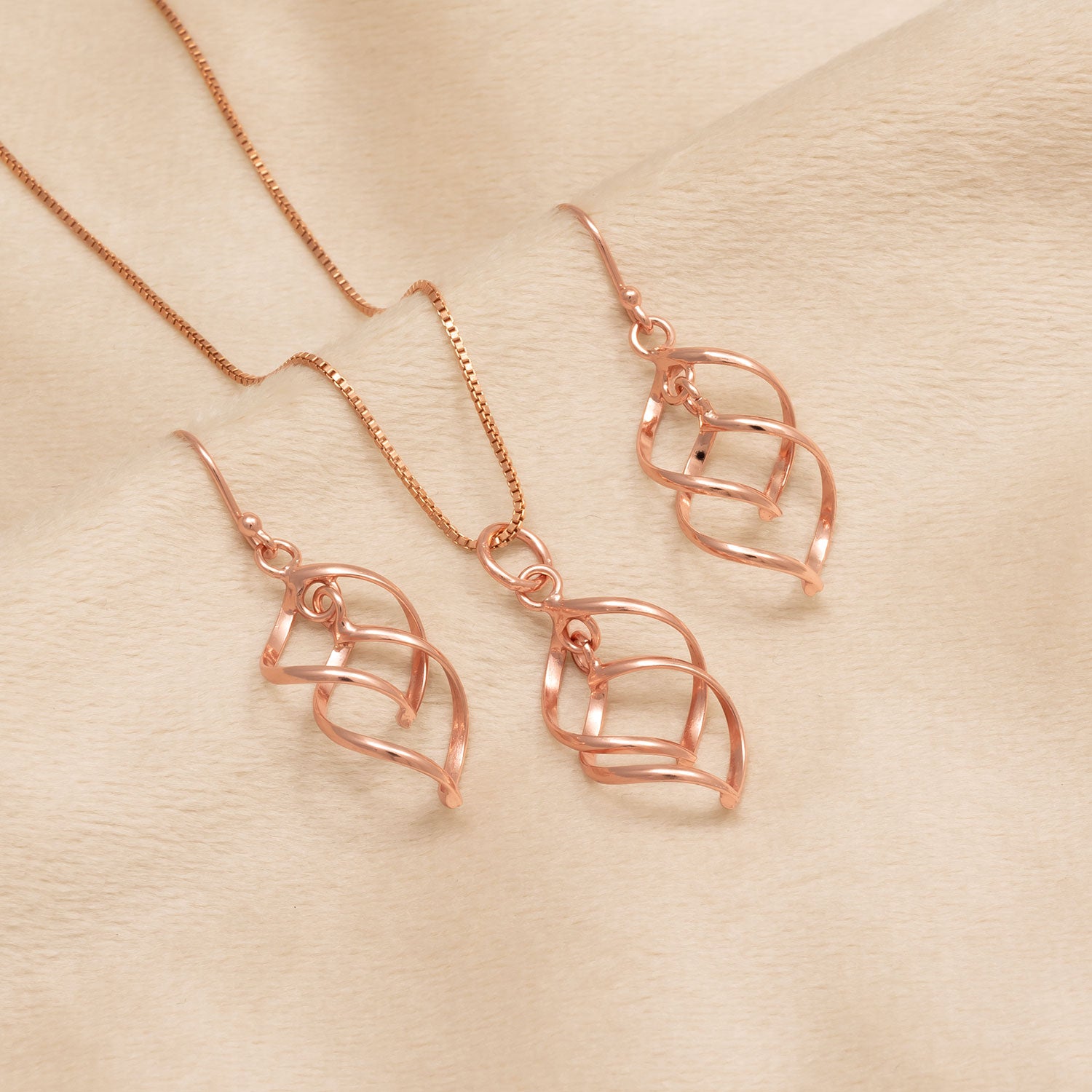 Spiral Waves Drop Earrings - Rose Gold Vermeil