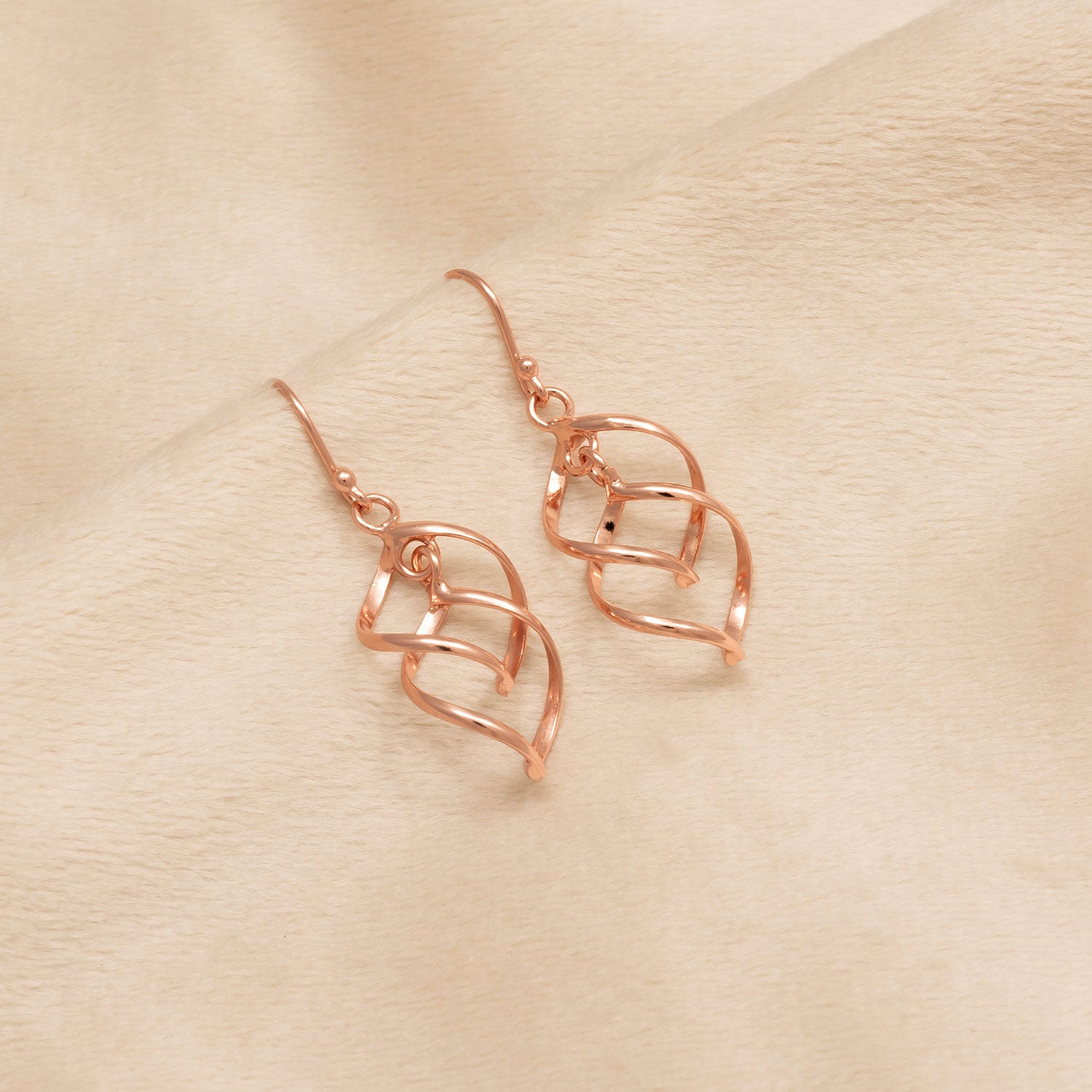 Spiral Waves Drop Earrings - Rose Gold Vermeil