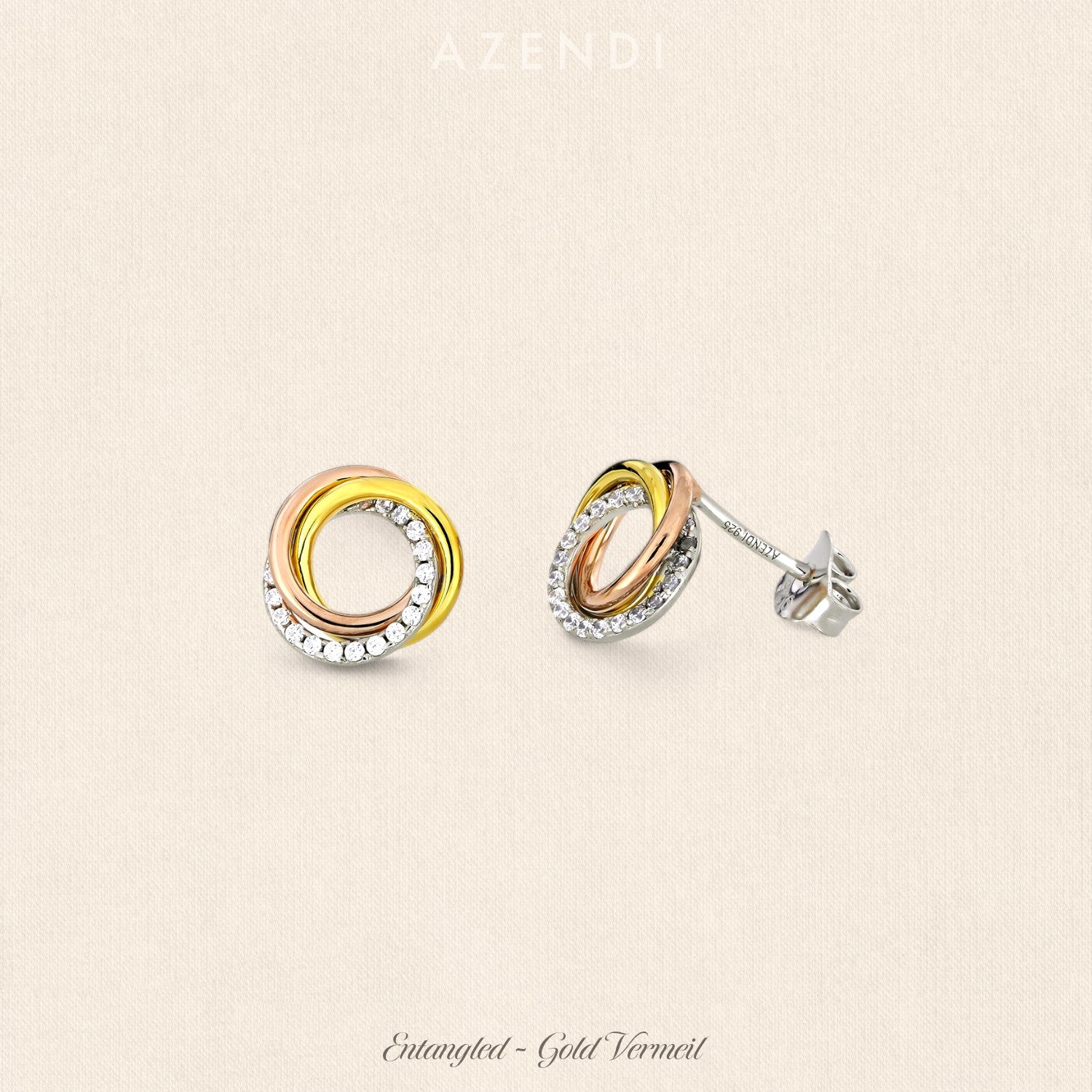 Entangled Love Knot Stud Earring with Pavé