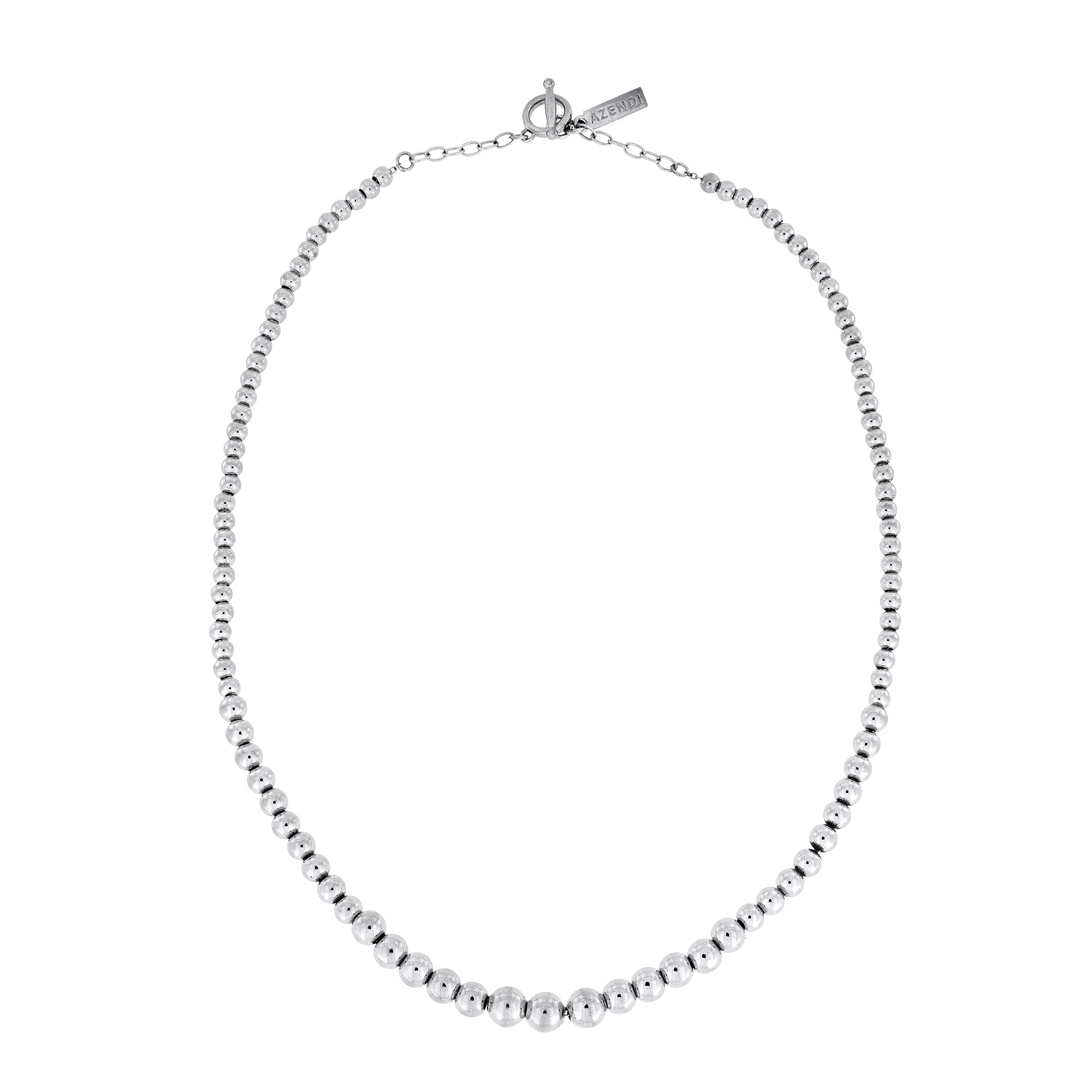 Graduated Silver Bead Necklace with T-Bar