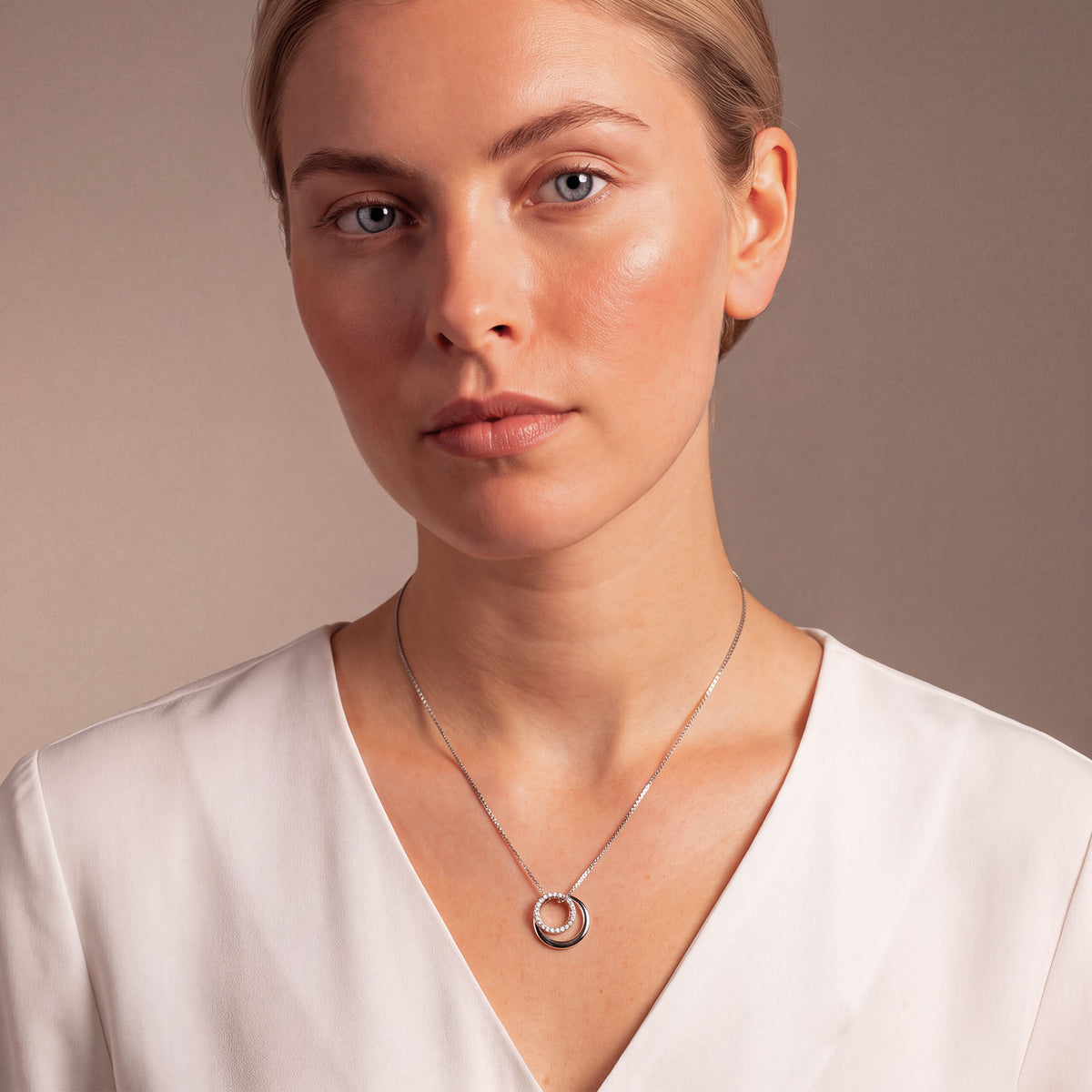 Silver Pavé Circles Pendant