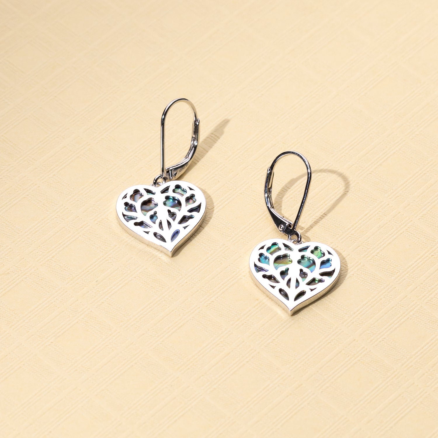 Silver Heart of Yorkshire Abalone Earrings