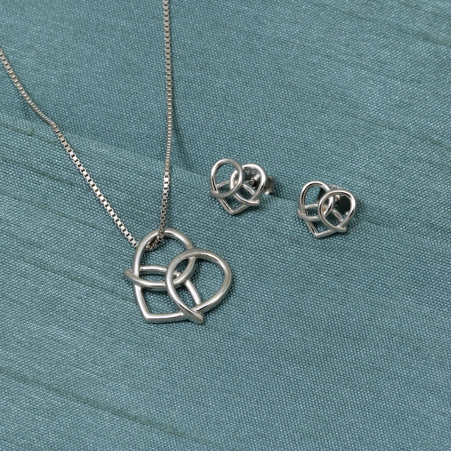 Silver Celtic Trinity Heart Studs